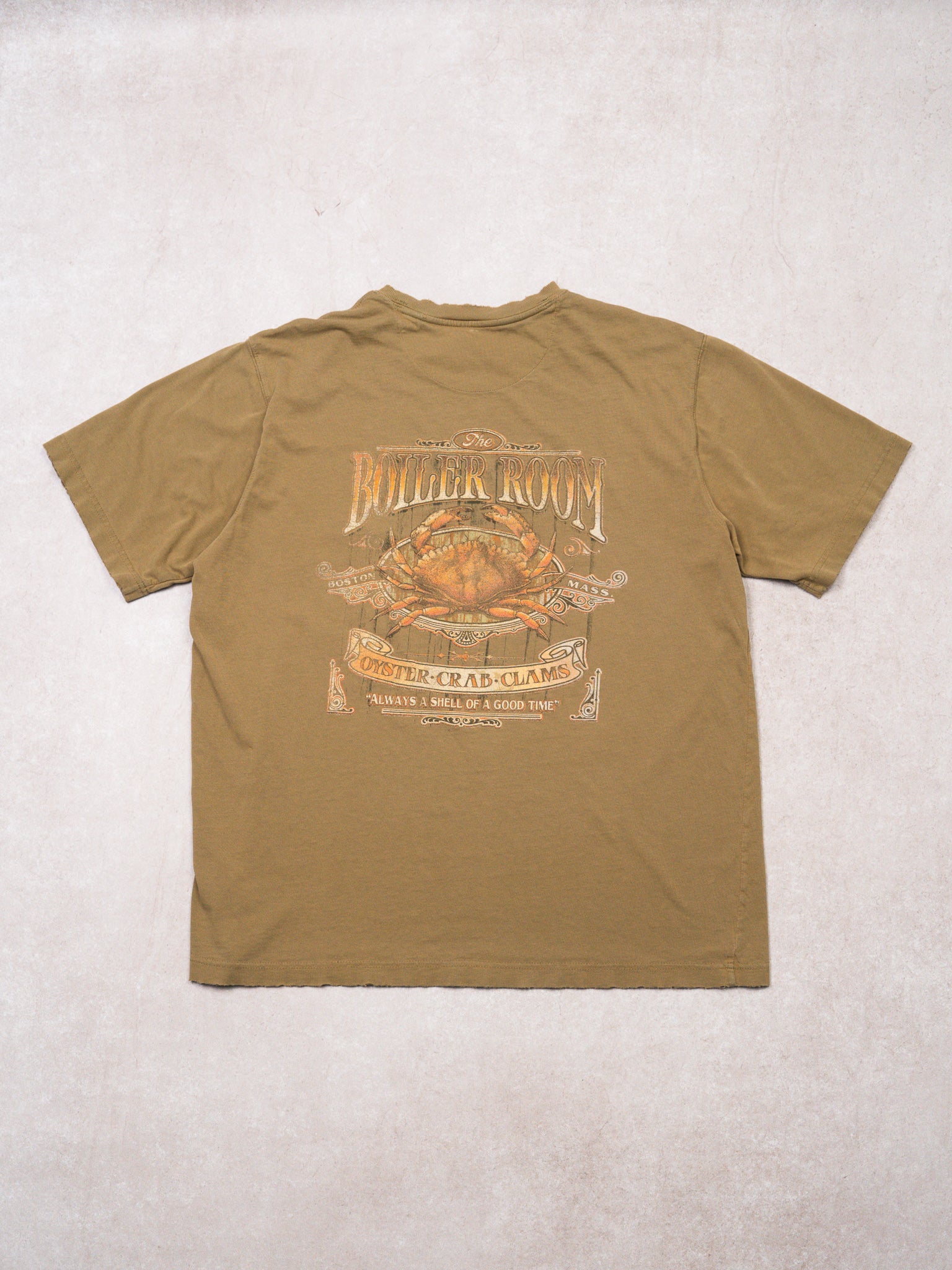 Vintage Khaki Faded Boiler Room Boston Tee (M/L)