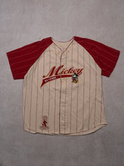 Vintage Red + Cream Mickey All Starts Baseball Jersey (L)