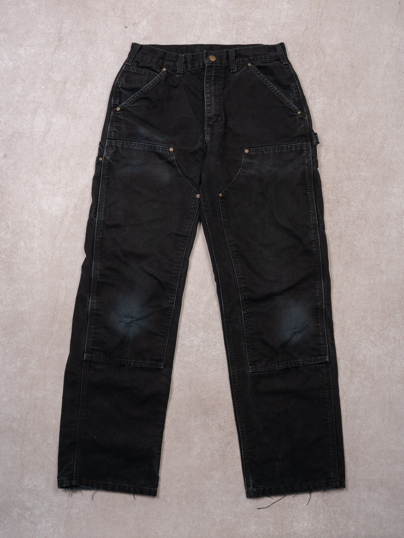 VIntage Black Carhartt Double Knee Dungaree Cargo Pants (30 x 31)