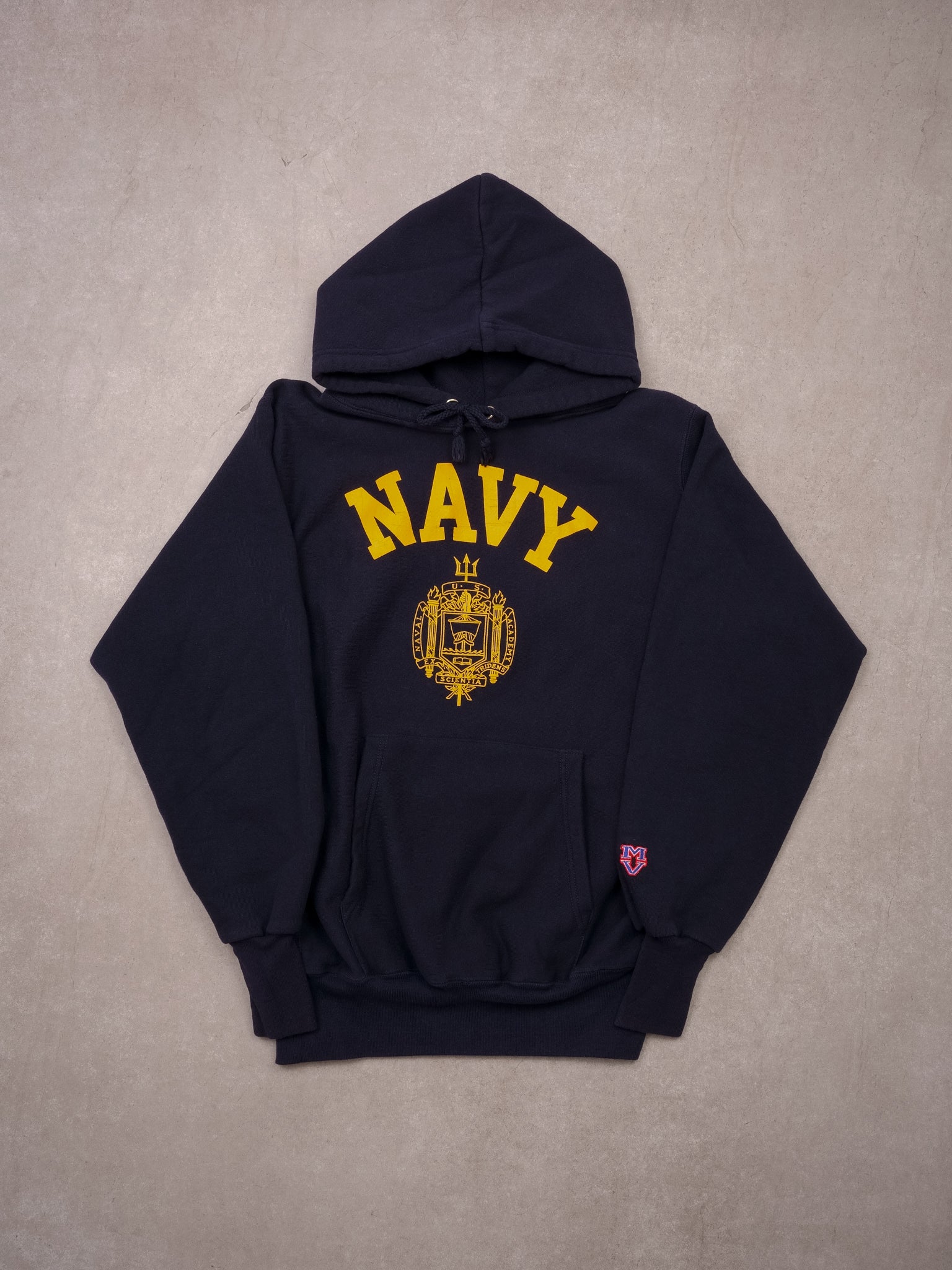 Vintage 90s Blue US Navy Academy Emblem Hoodie (M)