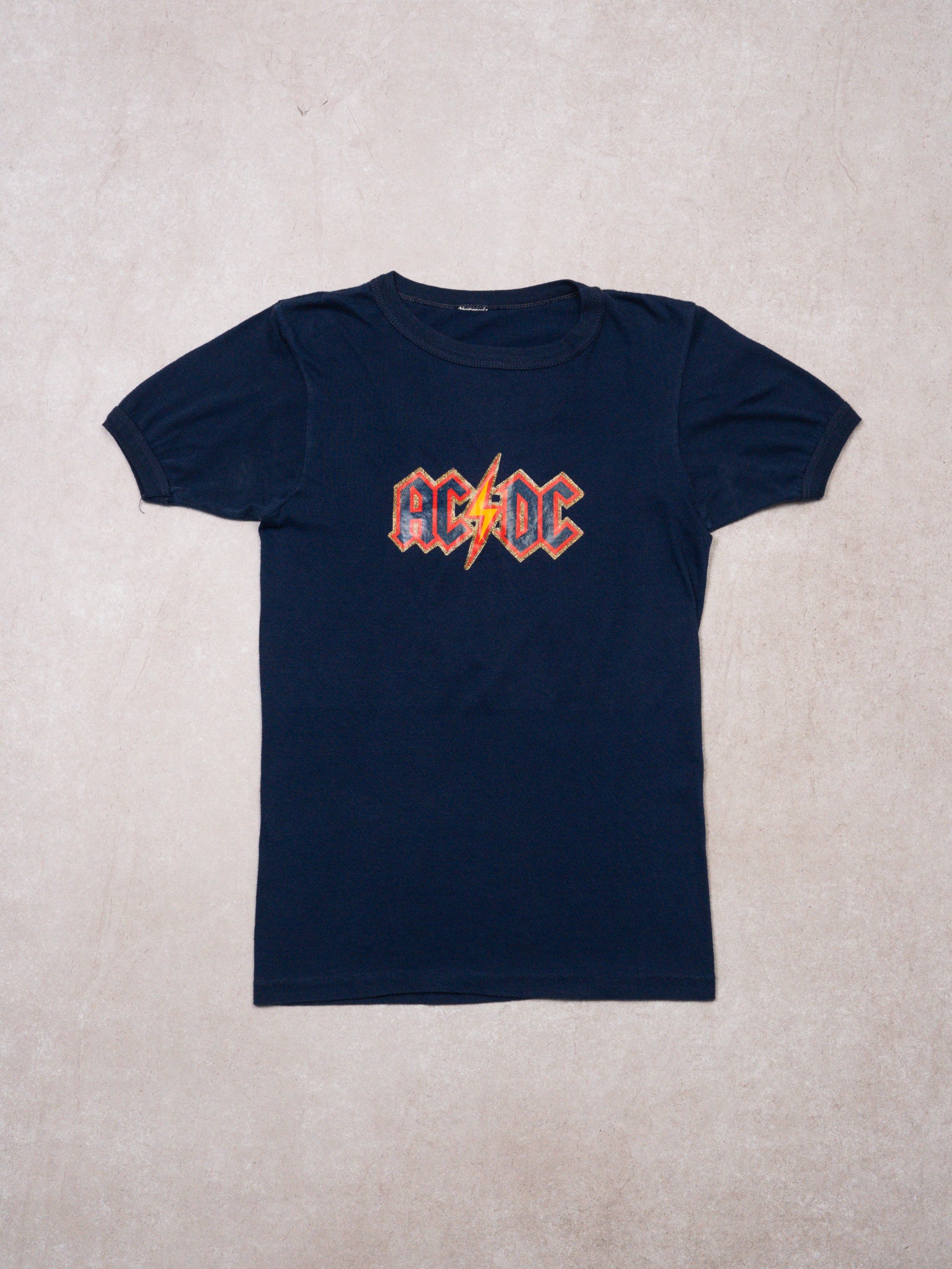 Vintage 70s Blue ACDC Baby Tee (XS)