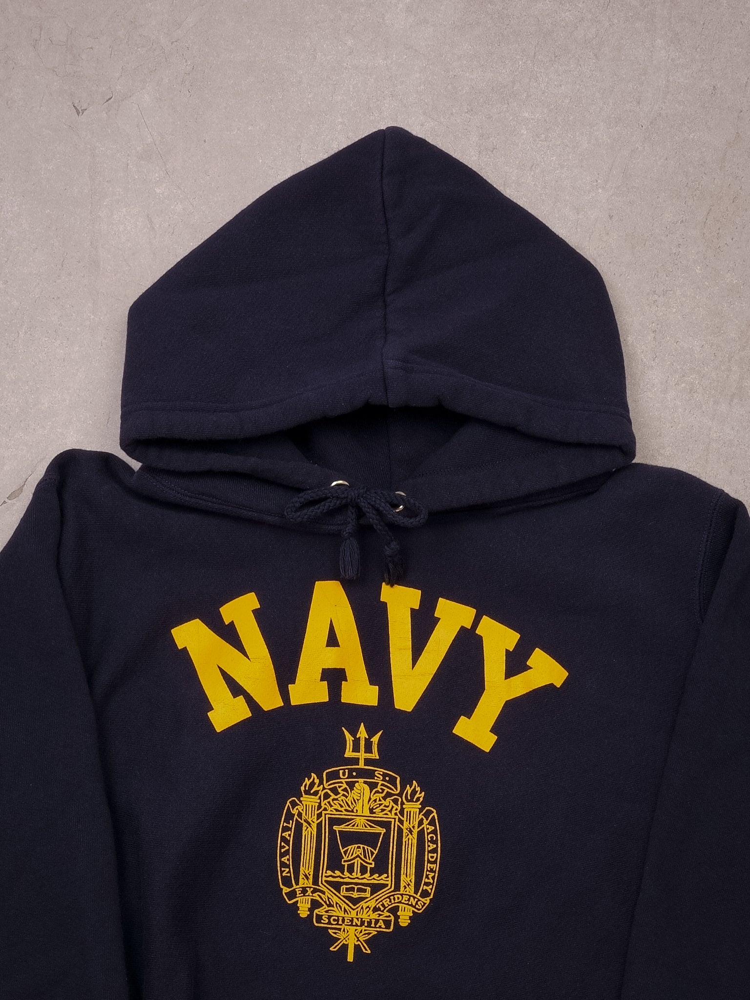 Vintage 90s Blue US Navy Academy Emblem Hoodie (M)