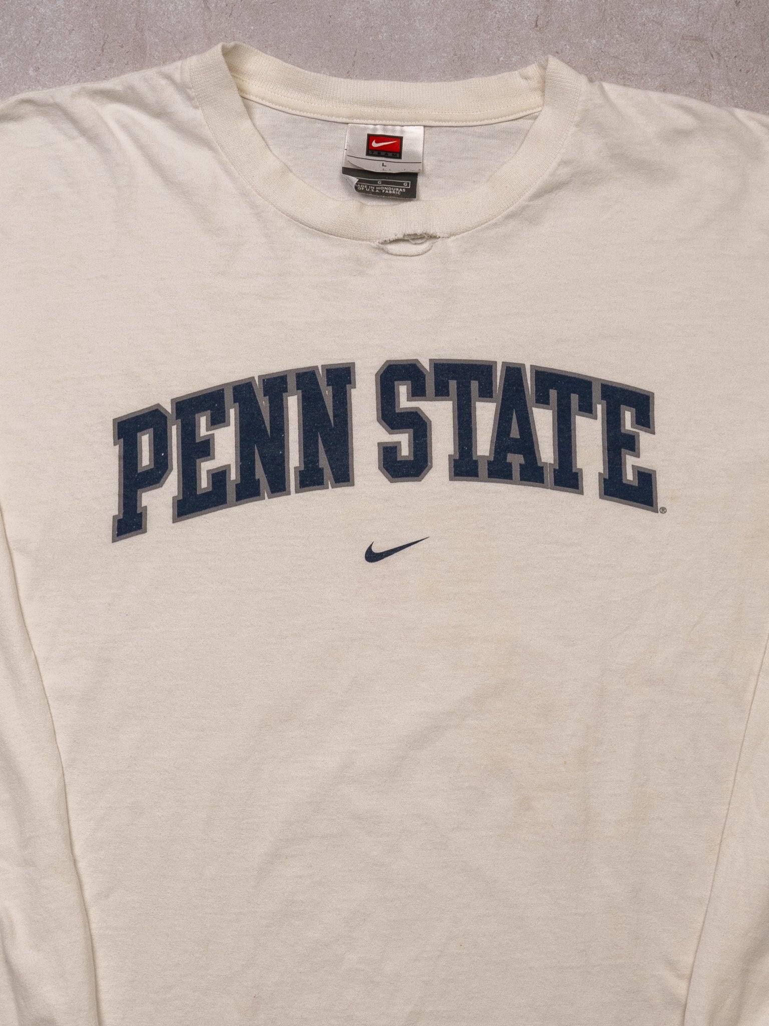 Vintage 90s White Nike x Penn State Center Check Long Sleeve (L)