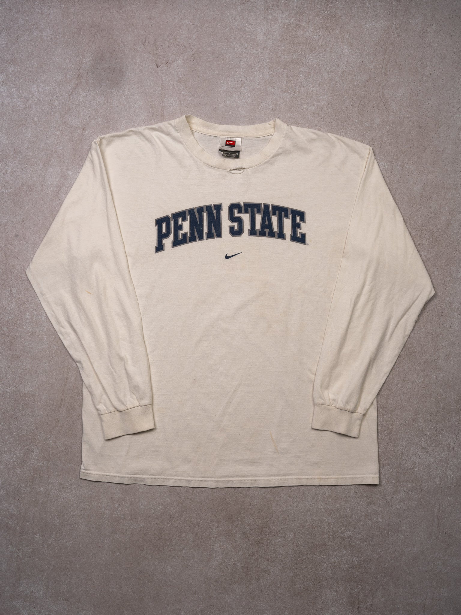 Vintage 90s White Nike x Penn State Center Check Long Sleeve (L)