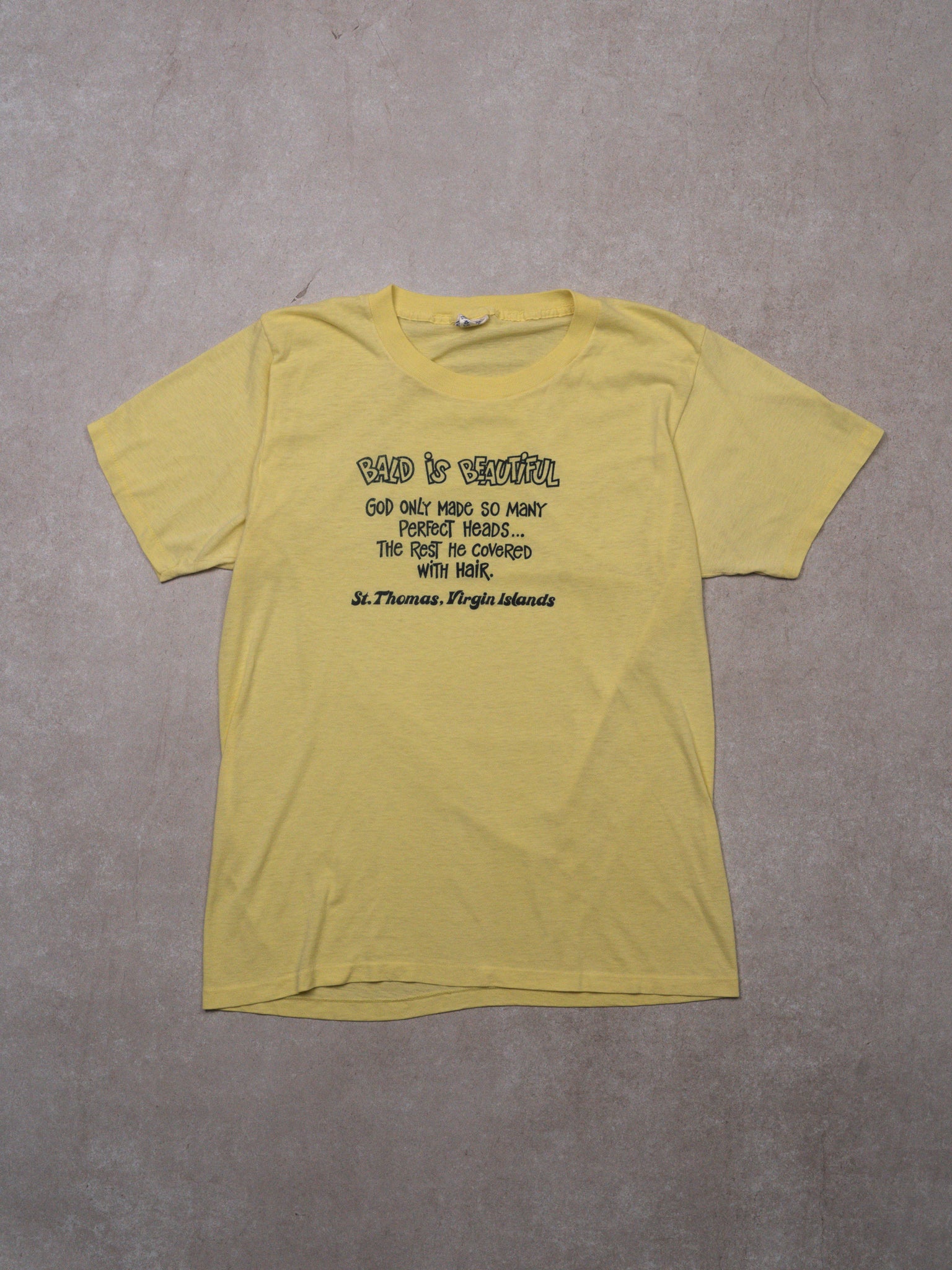 Vintage 80s Yellow Bald Is Beautiful Tee (S)