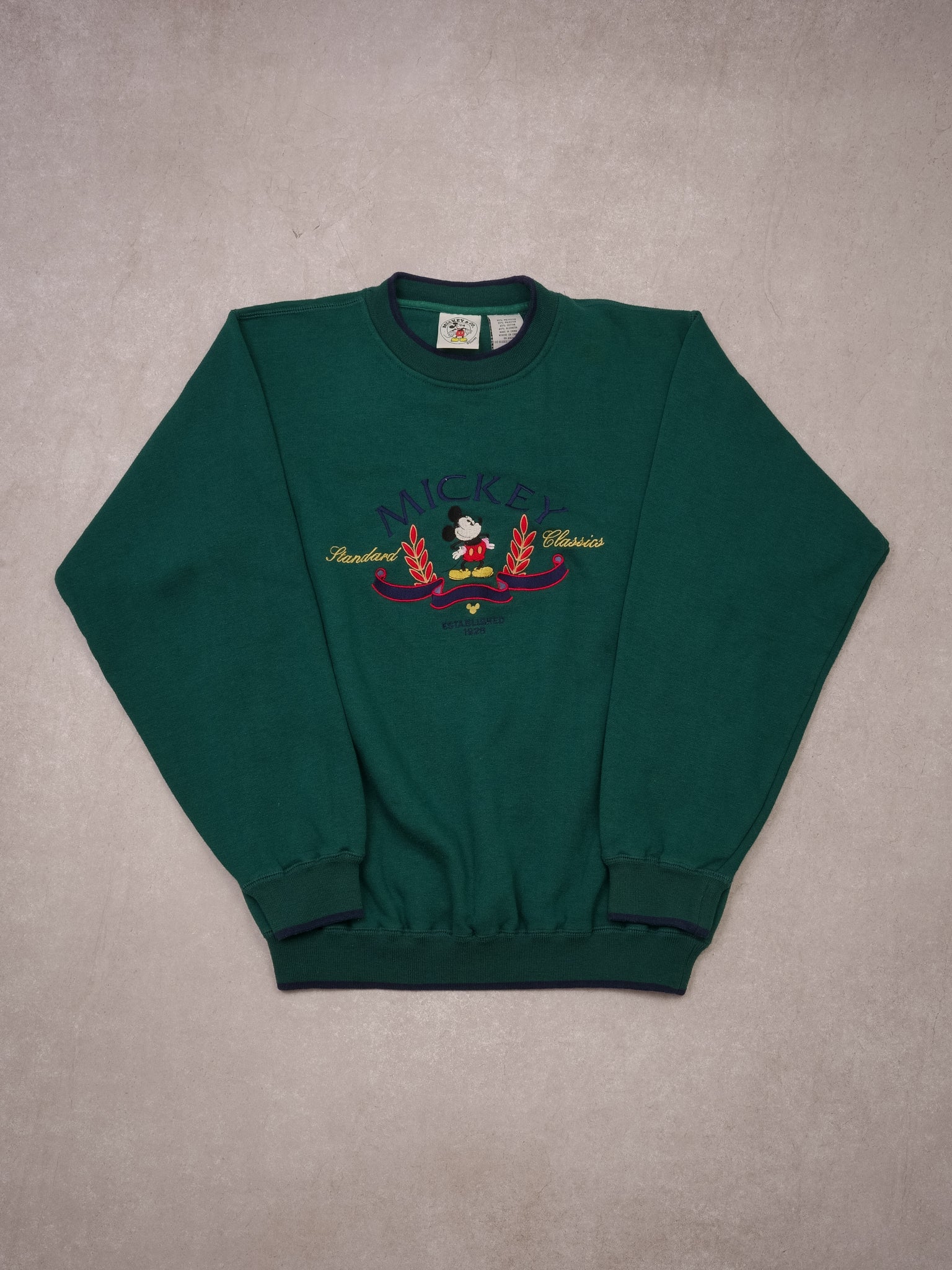 Vintage 90s Pine Green Mickey Mouse Standard Classics Crewneck (M)