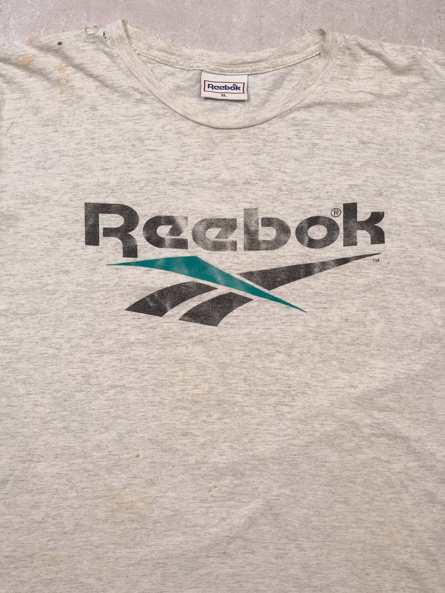 VIntage 90s Grey + Teal Reebok Tee (L)
