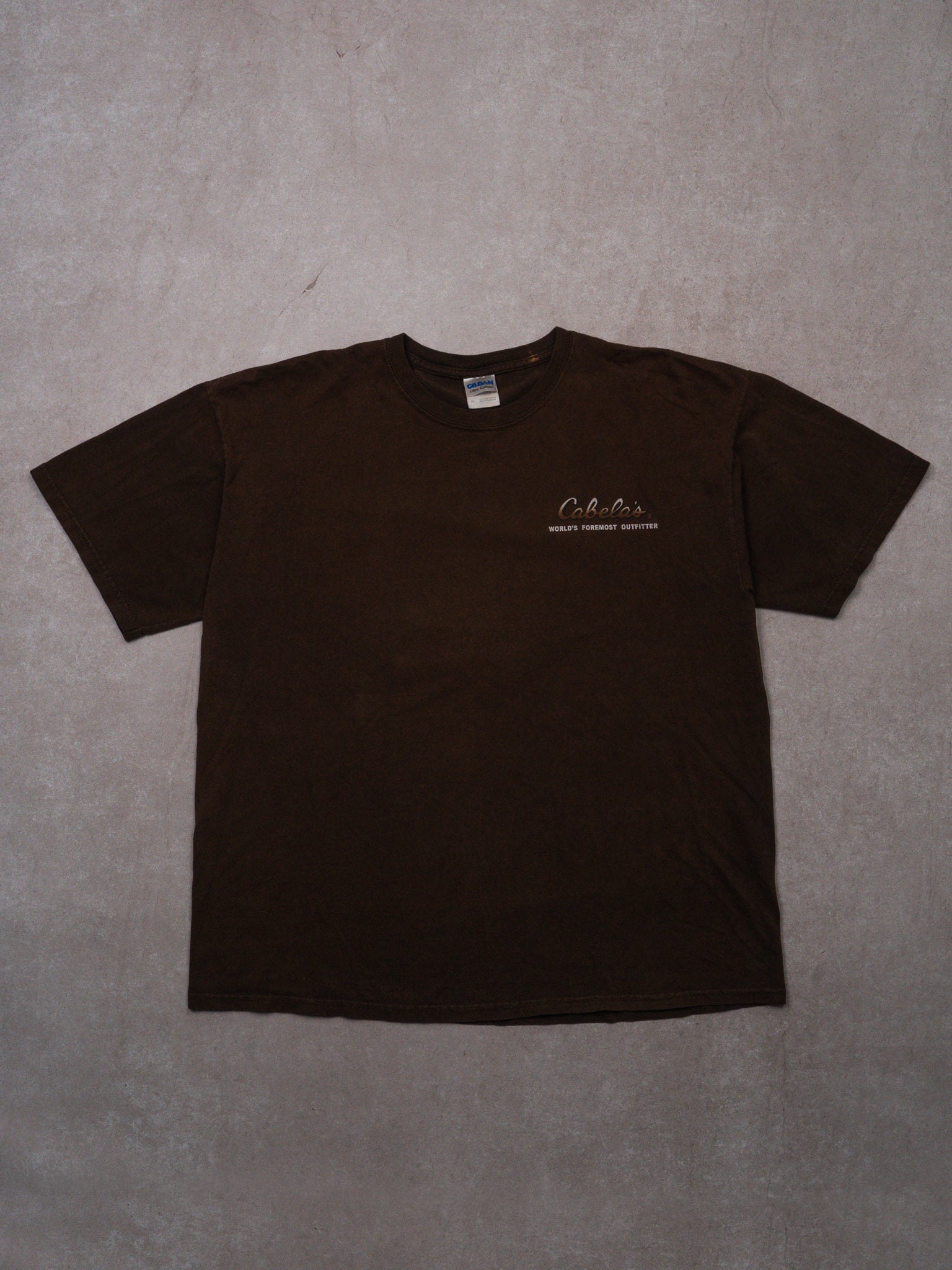 Vintage Brown Cabela's Go Big or Go Home Fishing Tee (L)