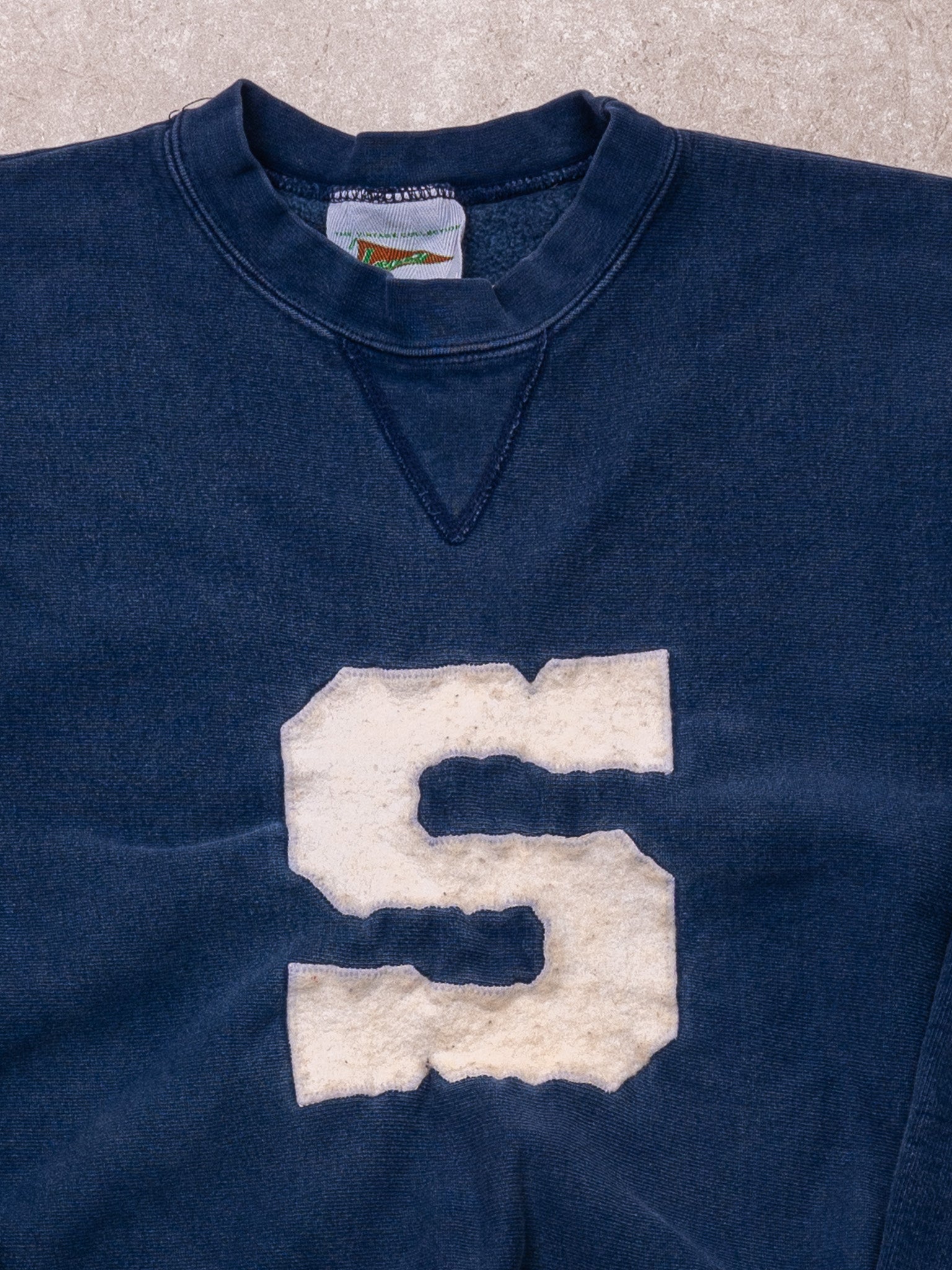 Vintage 80s Washed Blue Penn State 'S' Crewneck (M)