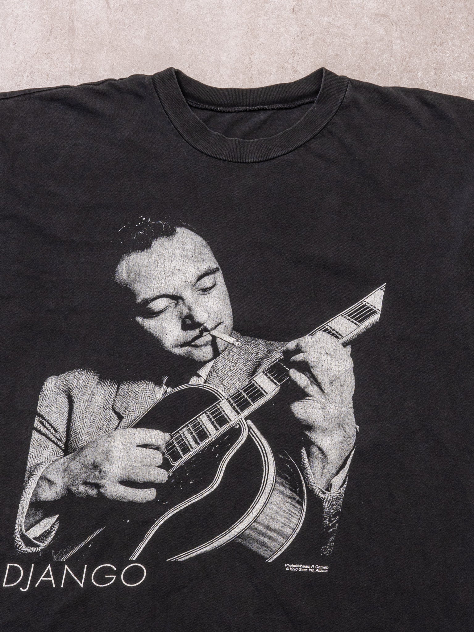 Vintage RARE 1990 Black Django Jazz Guitarist Tee (L)