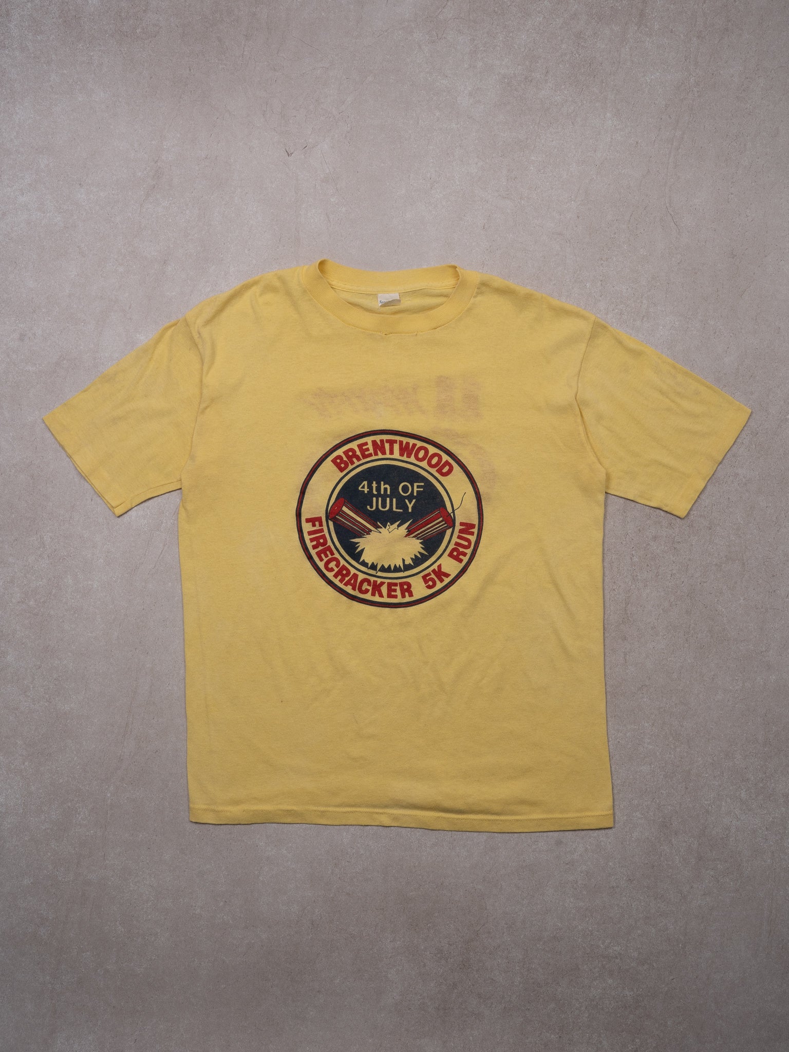 VIntage 80s Yellow Brentwood 4th of July Single Stitch Tee (S/M)