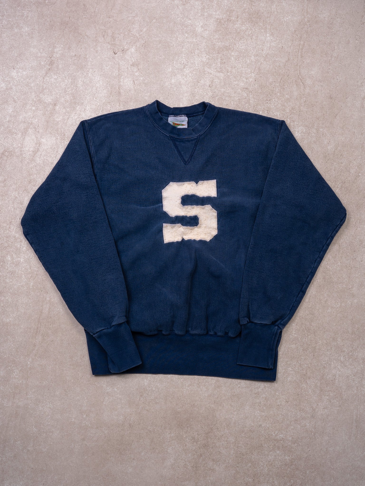 Vintage 80s Washed Blue Penn State 'S' Crewneck (M)