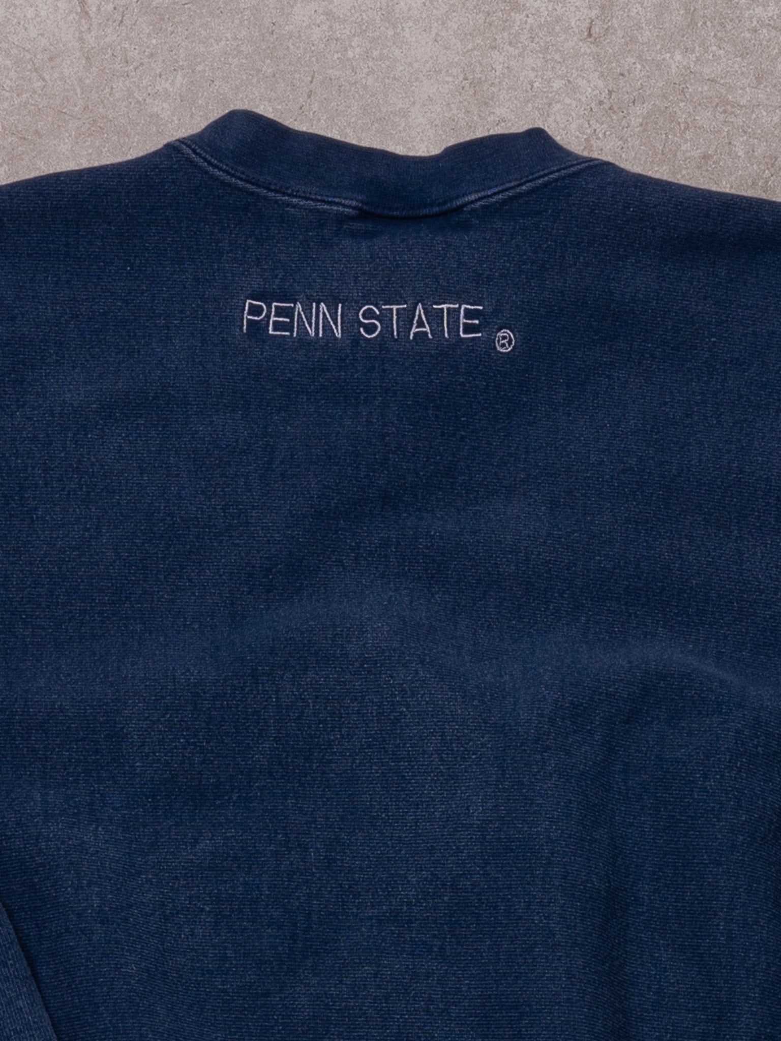 Vintage 80s Washed Blue Penn State 'S' Crewneck (M)