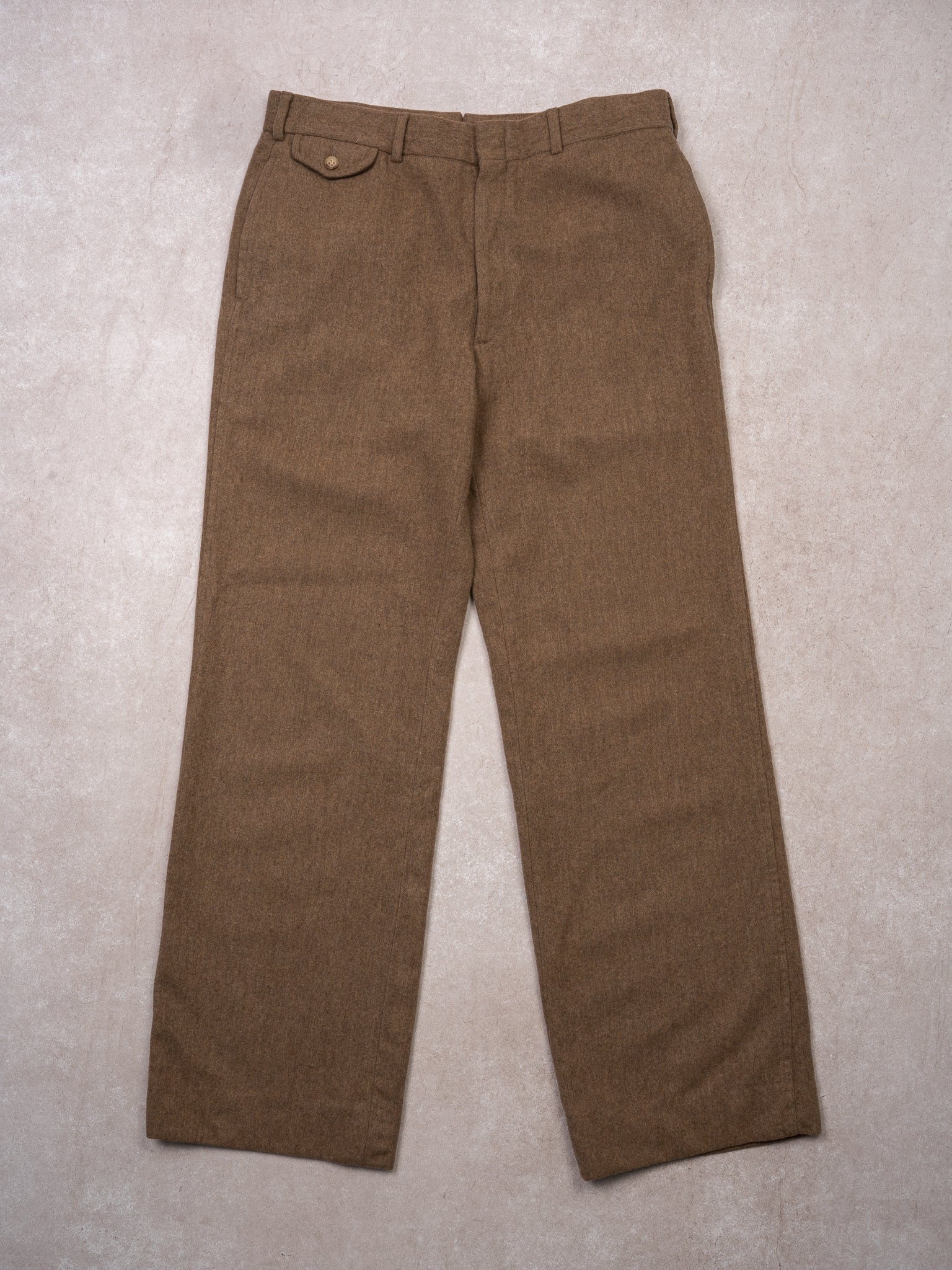Vintage 70s Polo RL Dark Beige Wool Dress Pants (34 x 31)