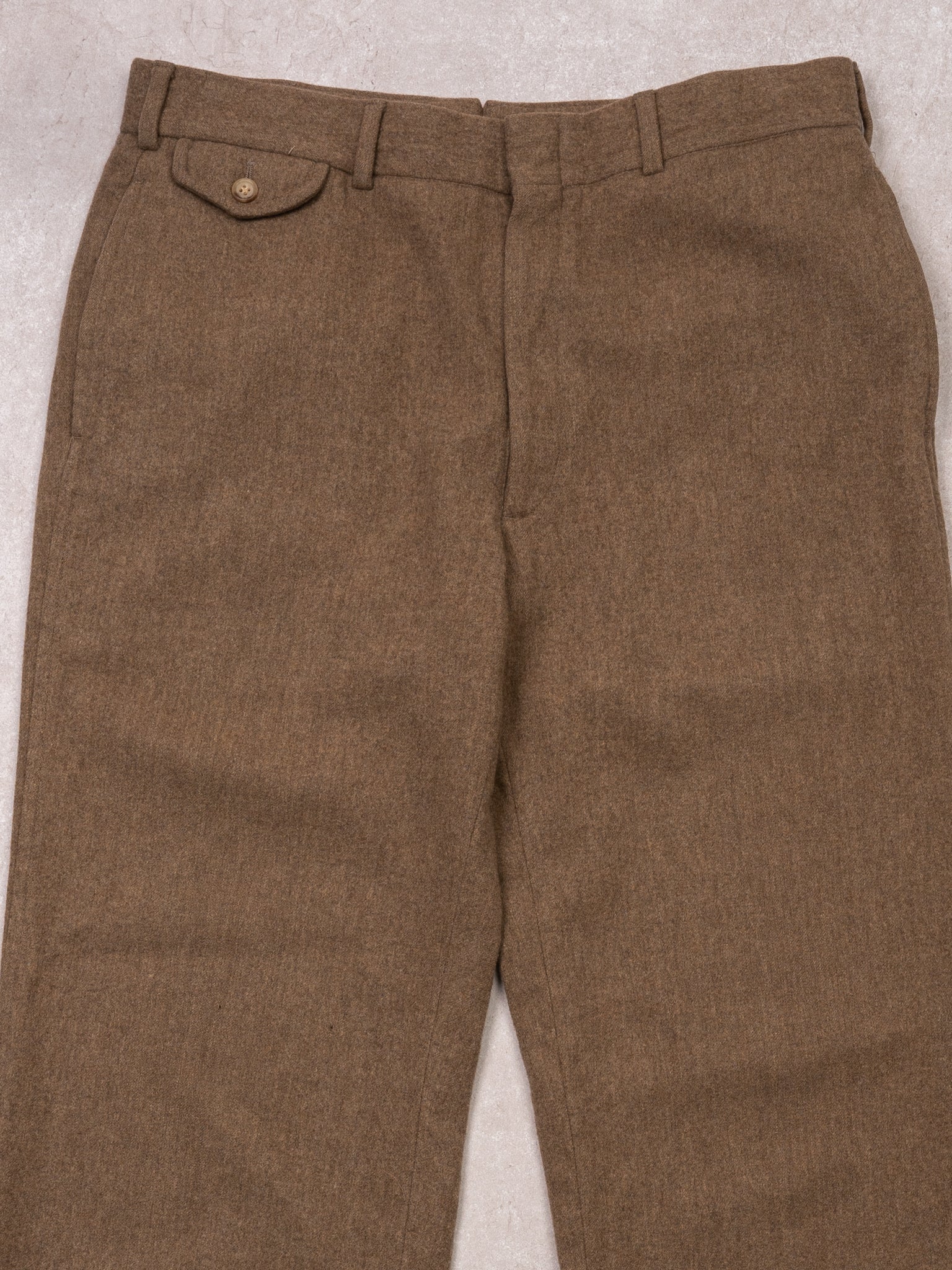 Vintage 70s Polo RL Dark Beige Wool Dress Pants (34 x 31)