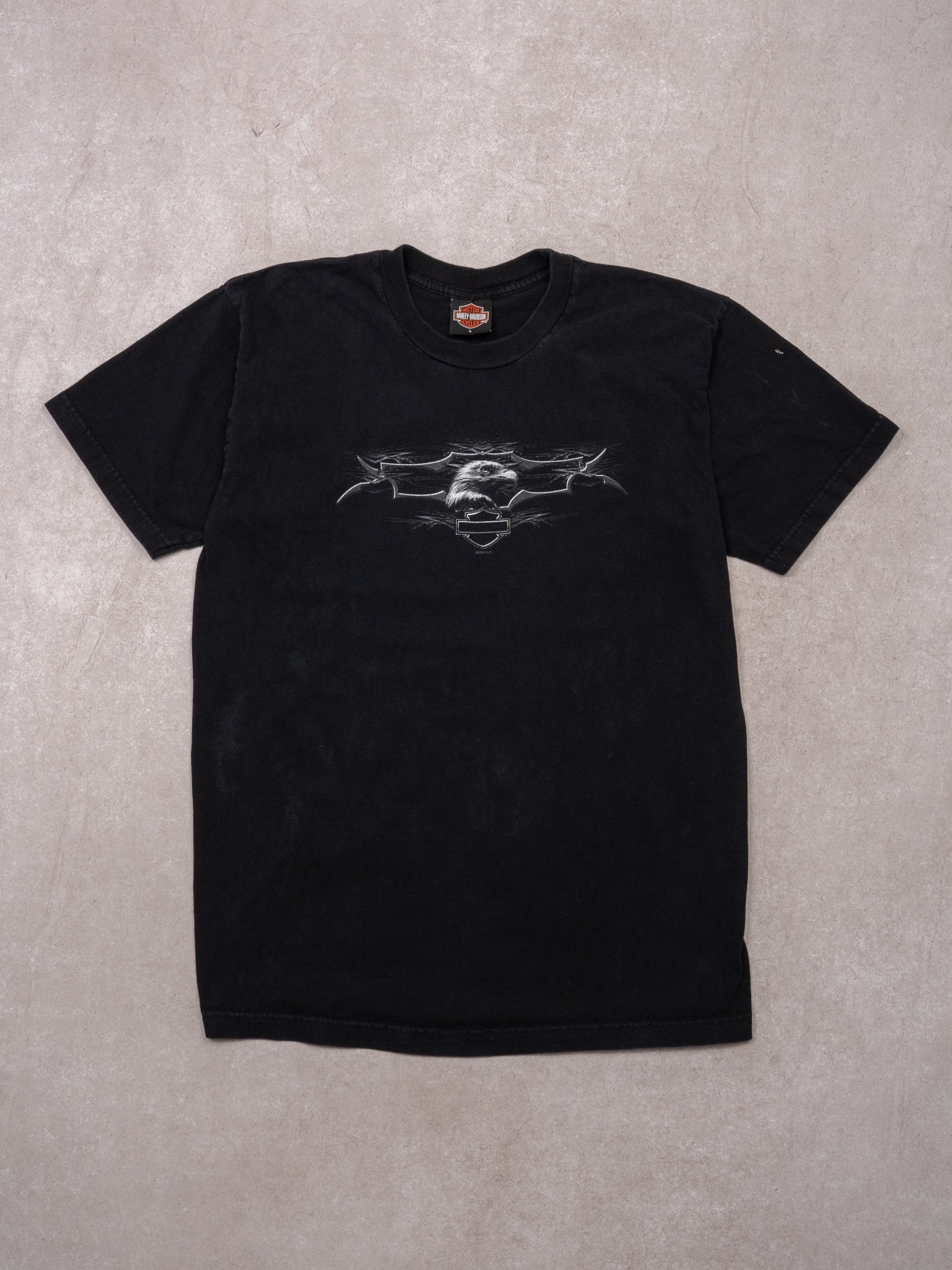 Vintage '04 Black Harley Davidson Eagle Conway NH Tee (M)