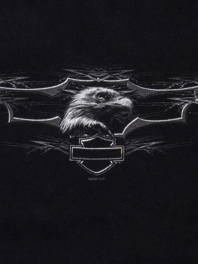 Vintage '04 Black Harley Davidson Eagle Conway NH Tee (M)