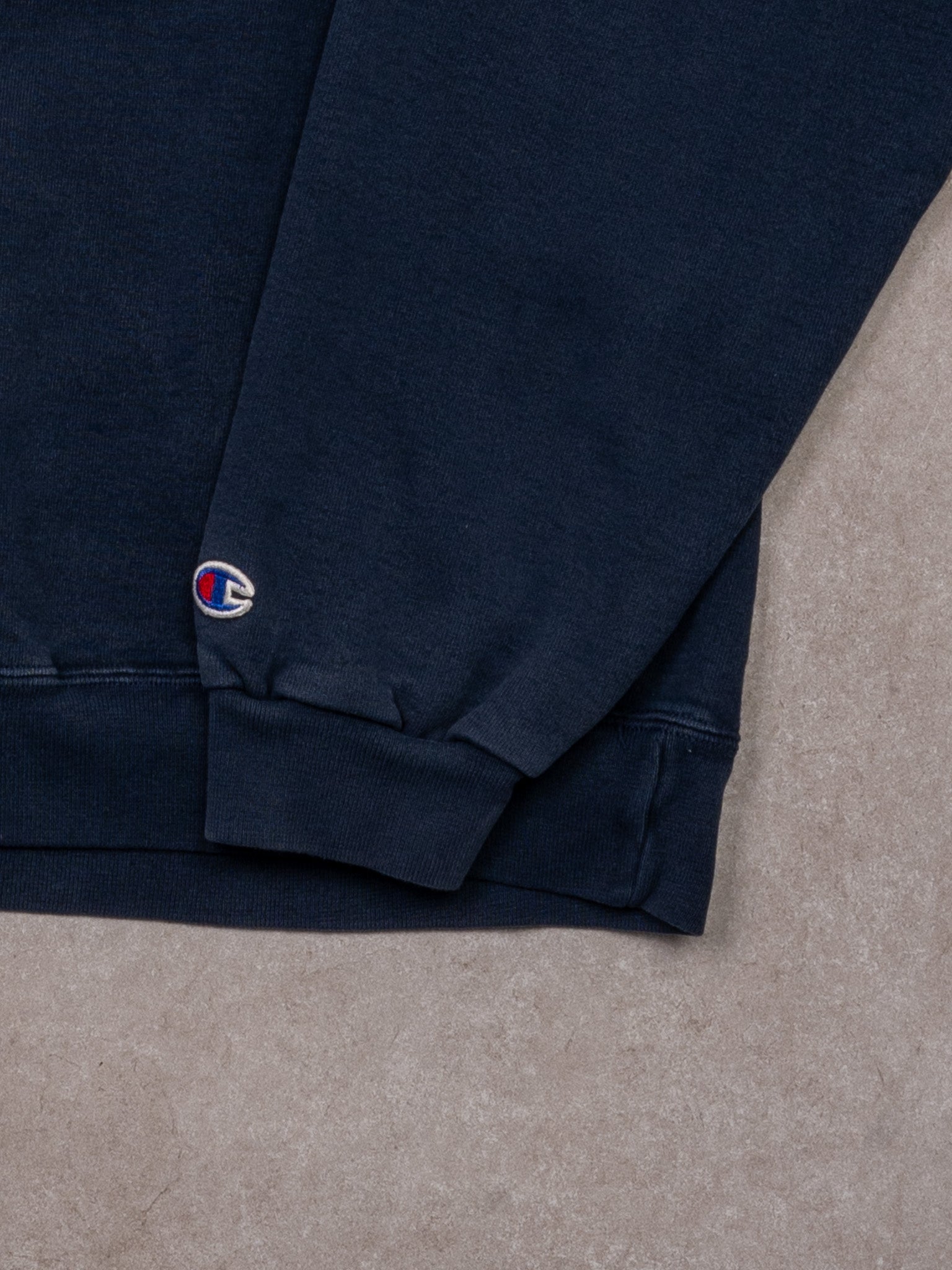 Vintage Y2K Blue + Grey Champion Spellout Crewneck (M)