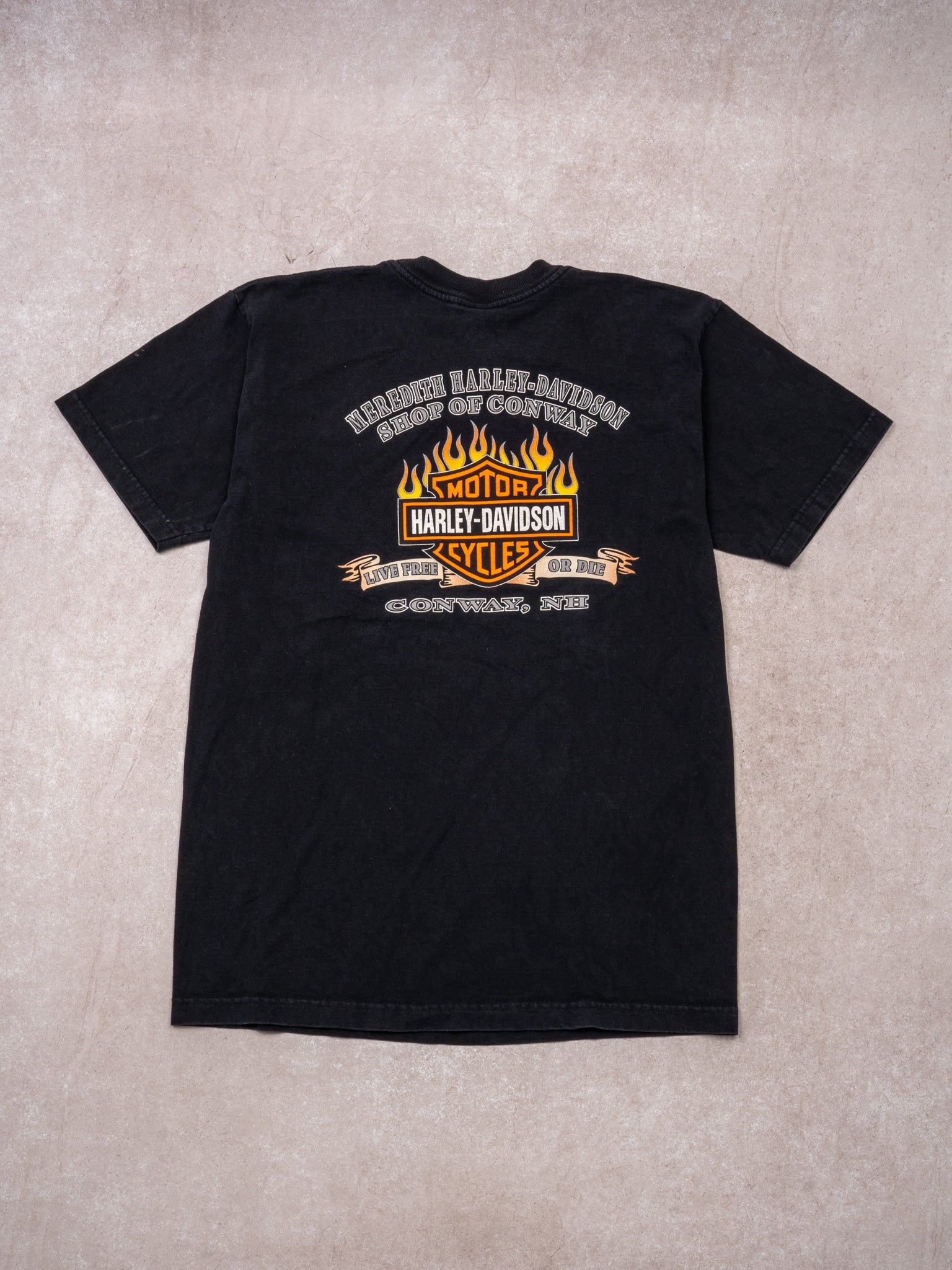 Vintage '04 Black Harley Davidson Eagle Conway NH Tee (M)