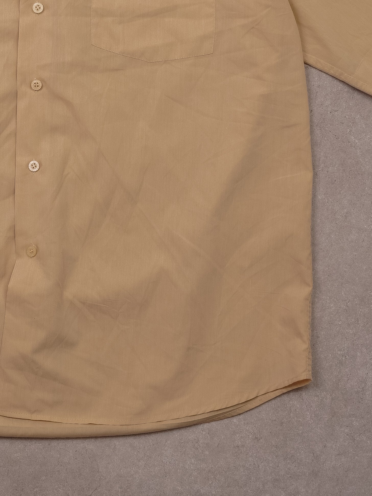 Vintage 80s Lacoste Beige Collared Short Sleeve Button Up (L)