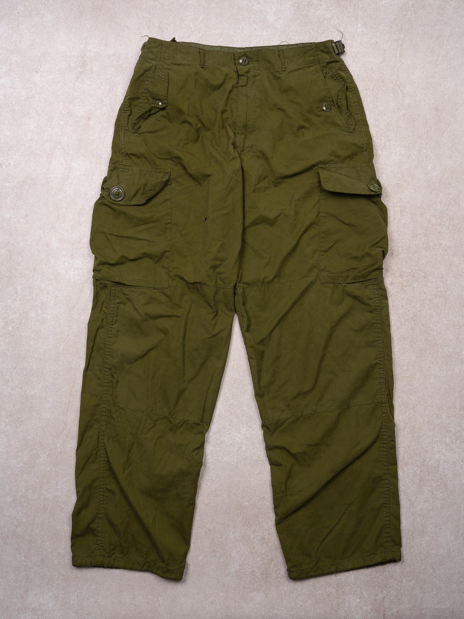Vintage Green Army Adjustable Cargo Combat Pants (32 x 31)