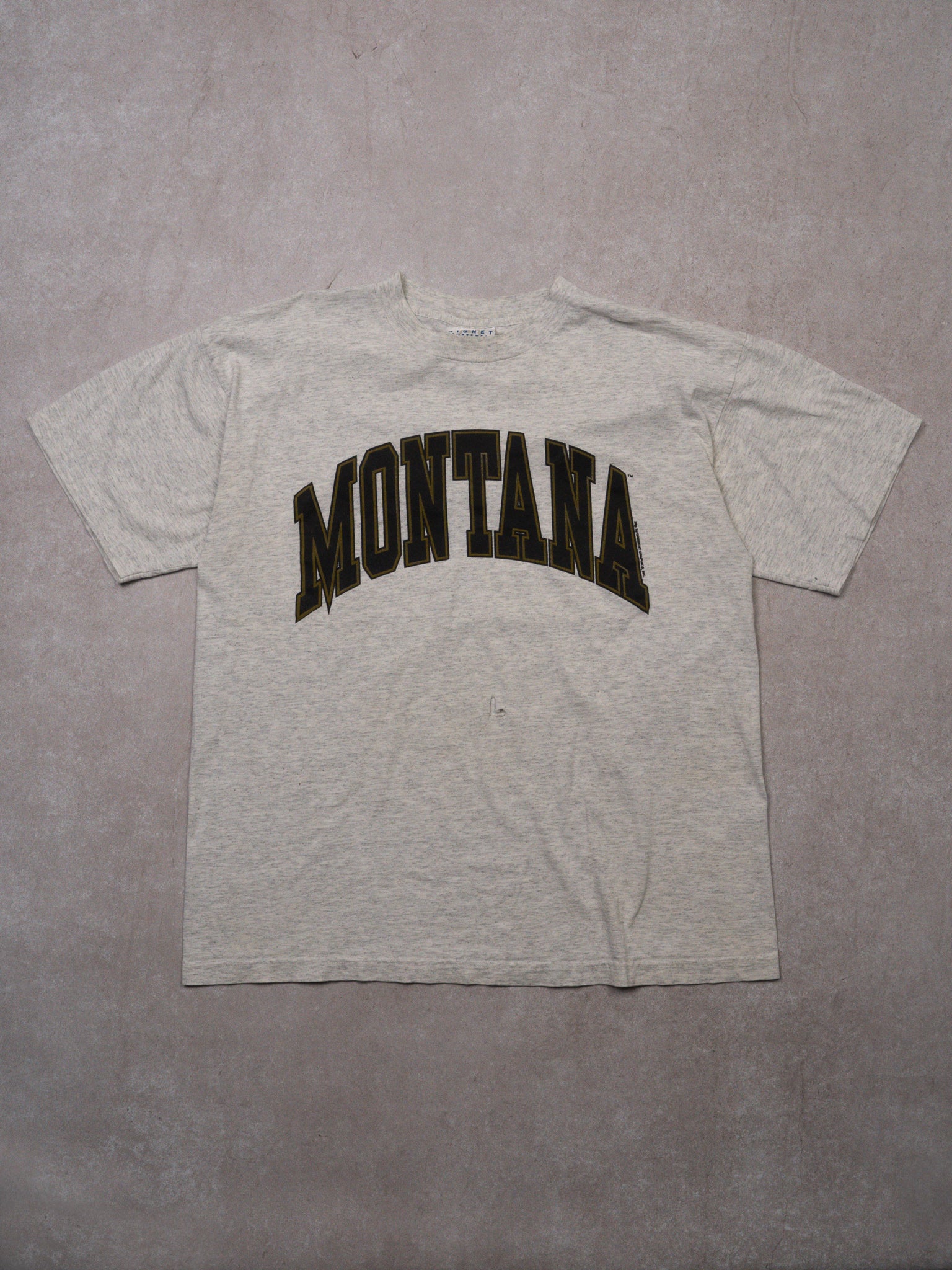 Vintage 90s Grey Montana Spell Out Tee (L)