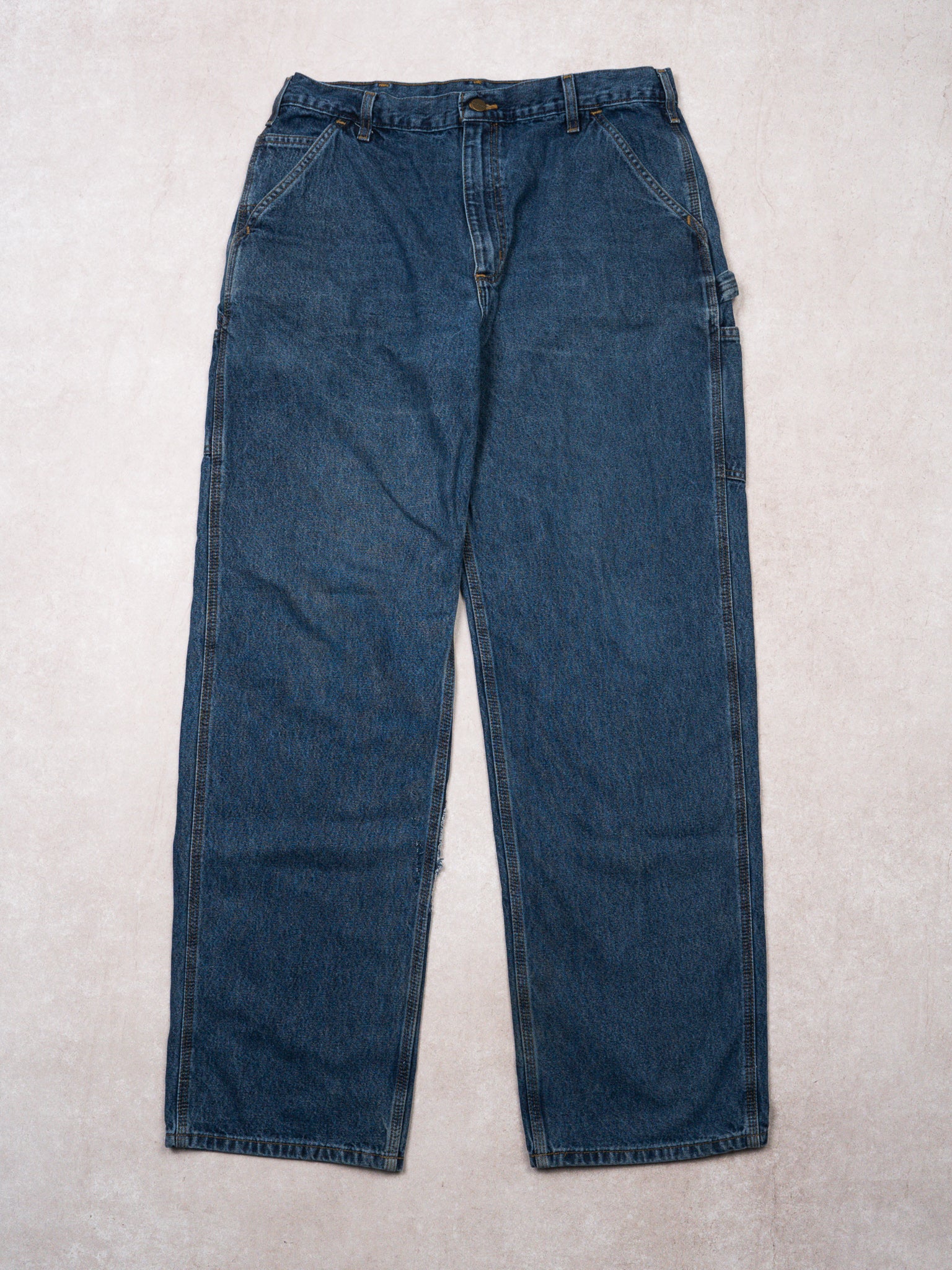 Vintage Dark Blue Carhartt Dungaree Fit Jeans (34 x 34)