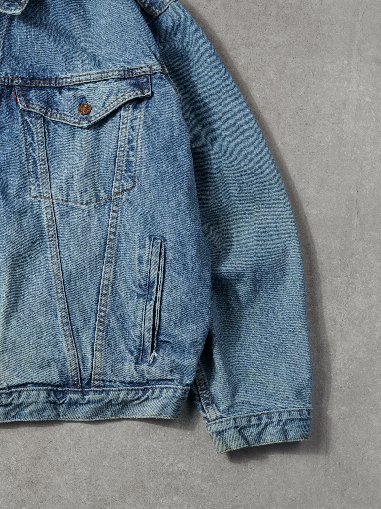 Vintage 90s Stone Washed Blue Levi's Denim Collared Jacket (L/XL)