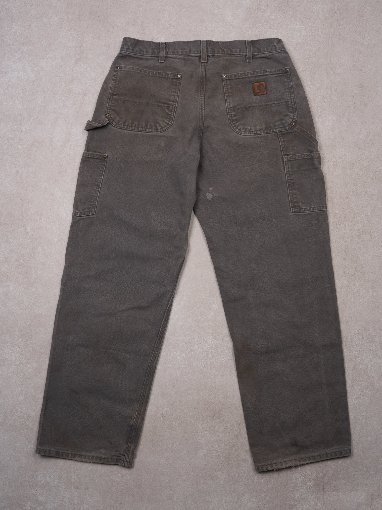 Vintage Rugged Grey Carhartt Double Knee Dungaree Cargo Pants (34 x  30)