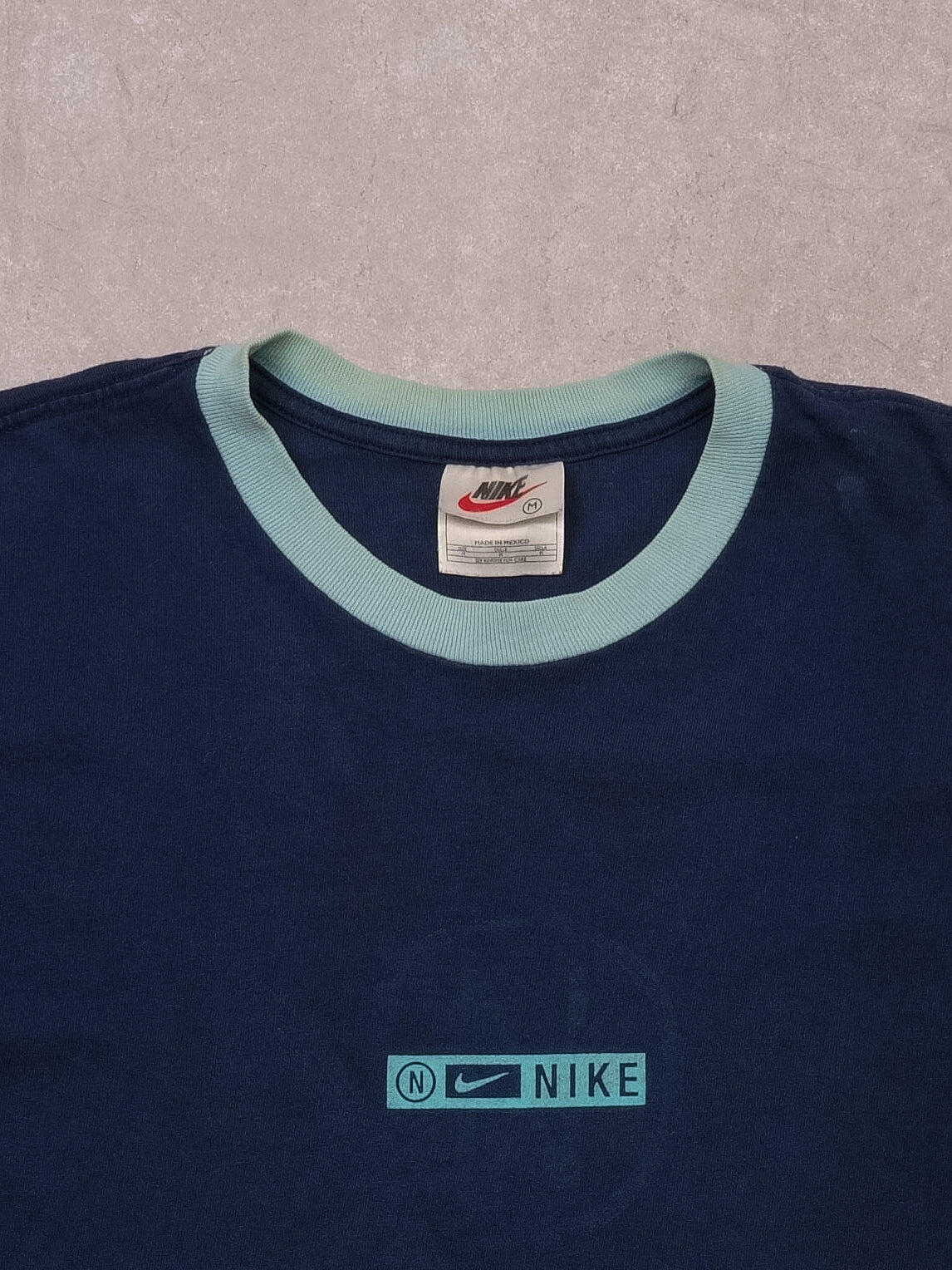 Vintage 90s Blue Nike Box Logo Graphic Tee (S)