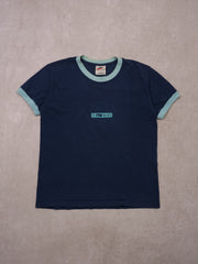 Vintage 90s Blue Nike Box Logo Graphic Tee (S)