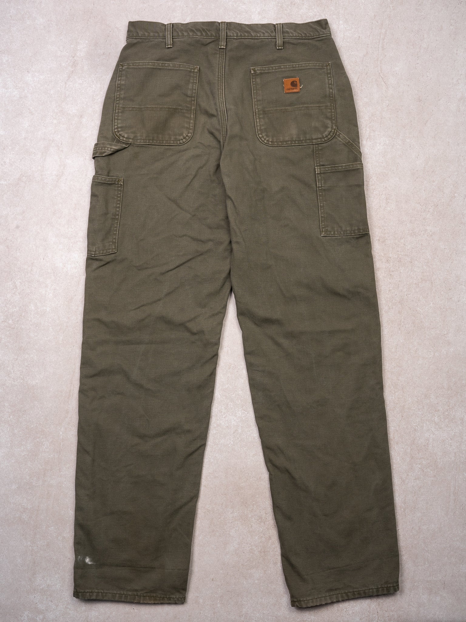 Vintage Olive Green Carhartt Dungaree Fit Cargo Pants (34 x 34)