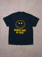 Vintage Blue "Boobies Make Me Smile" Graphic Tee (S/M)