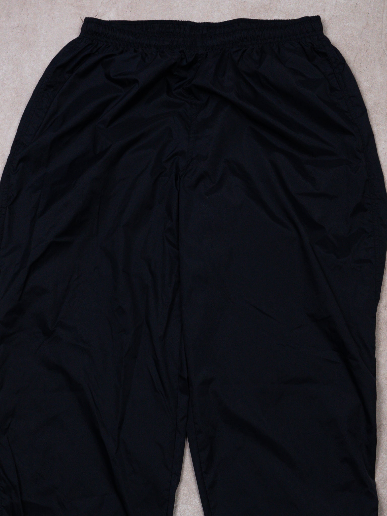 Vintage Nike Navy + White Windbreaker Swoosh Pants (30-33W x 33L)