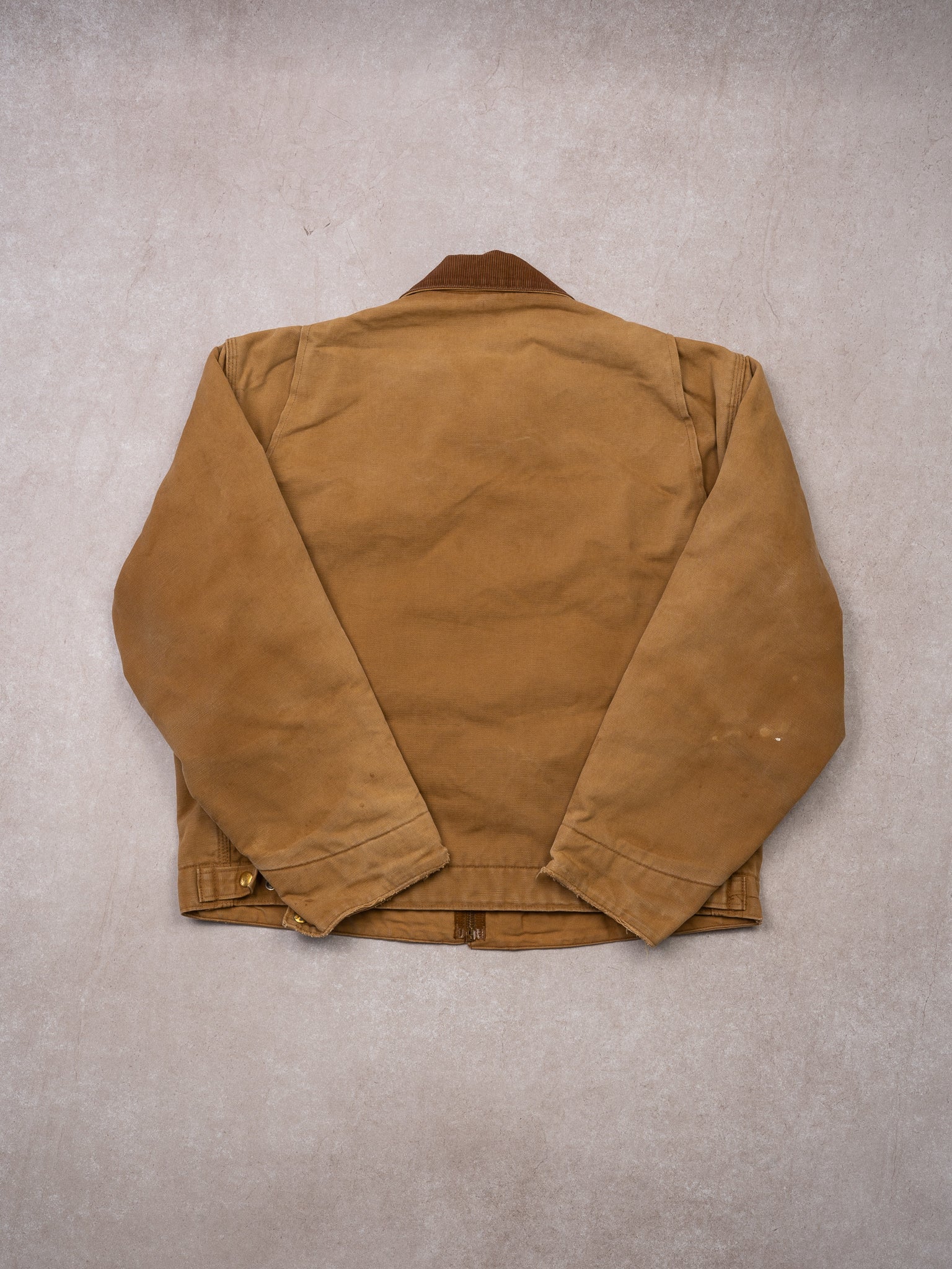 Vintage Camel Clark Construction Carhartt lined Detroit Jacket (M)