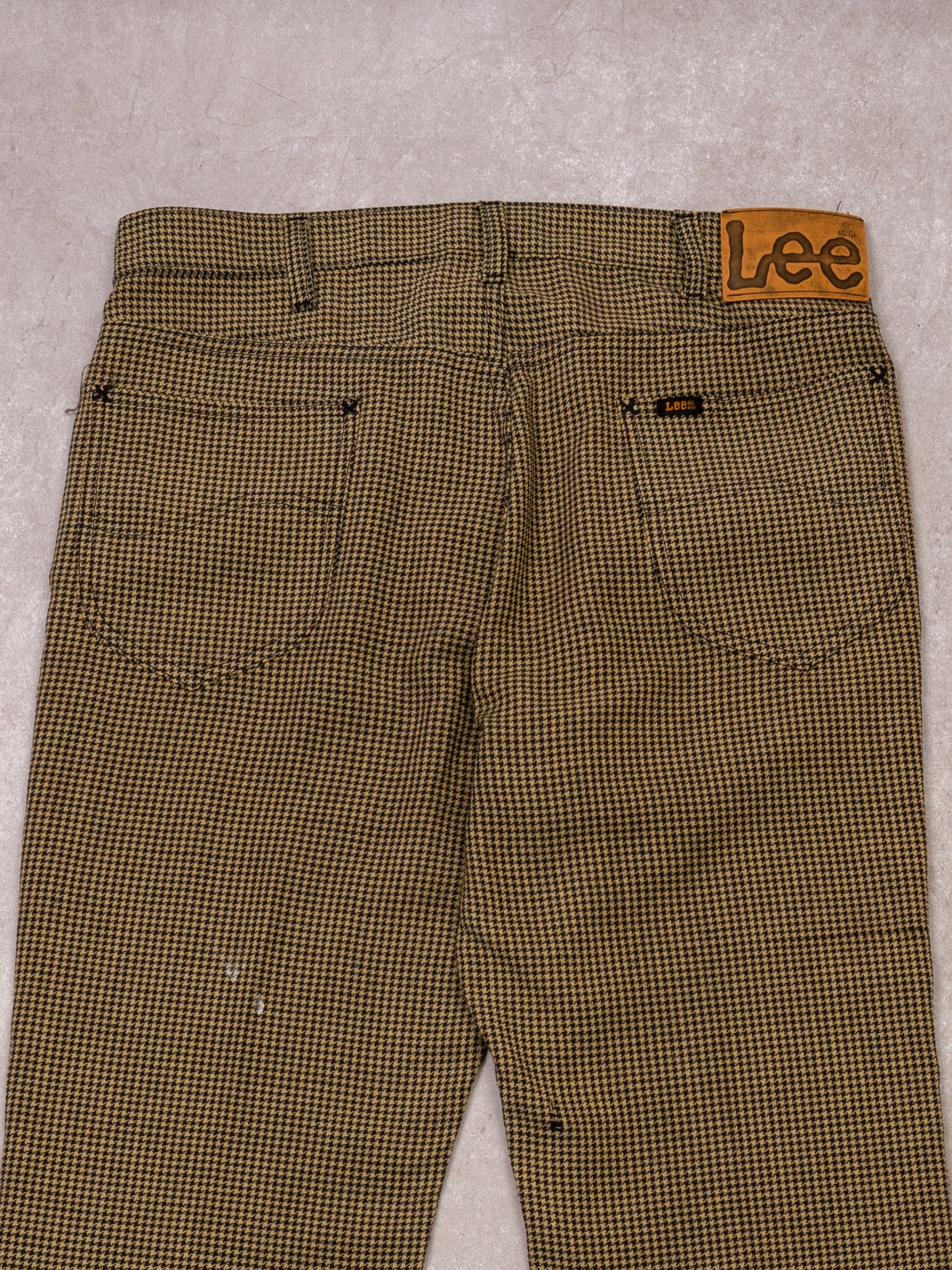 Vintage 70s Lee MR Yellow + Black Patterned Flared Pants (32 x 32)