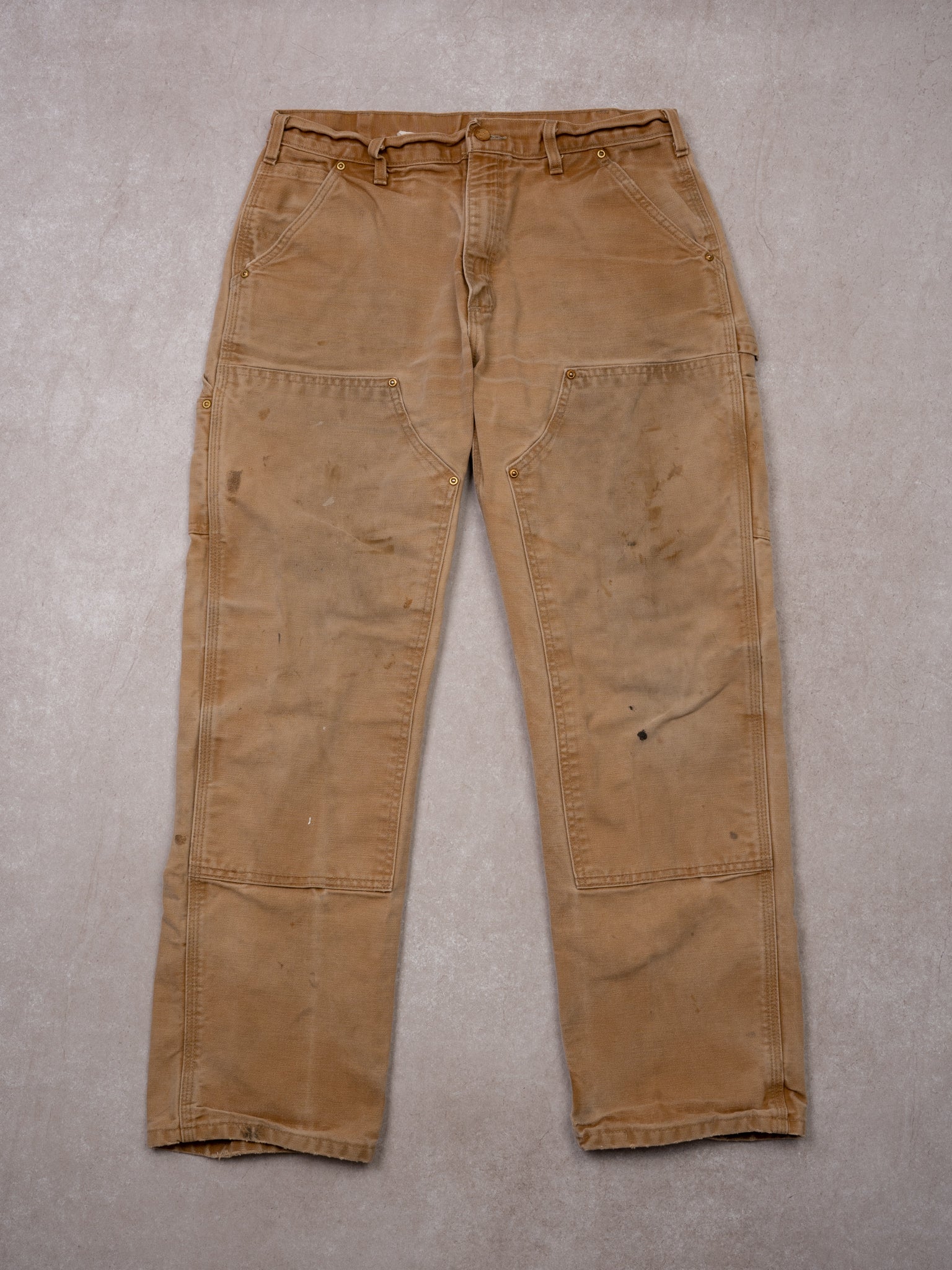 Vintage 90s Beige Carhartt Dungaree Double Knee Cargo Pants (32 x 30)