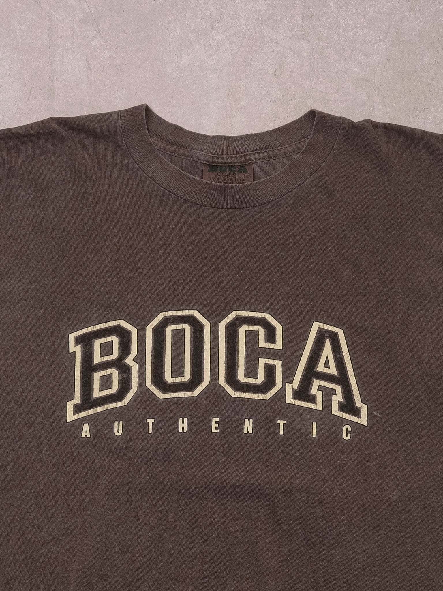 Vintage 90s Washed Brown BOCA Athletics Tee (M/L)