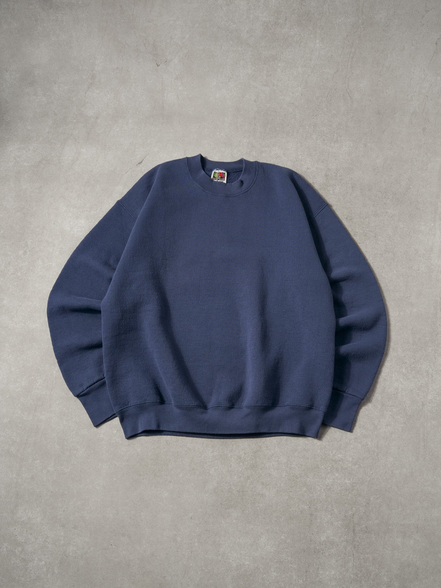 Vintage 90s Washed Navy Blue Fruit Of the Loom Blank Crewneck (L)