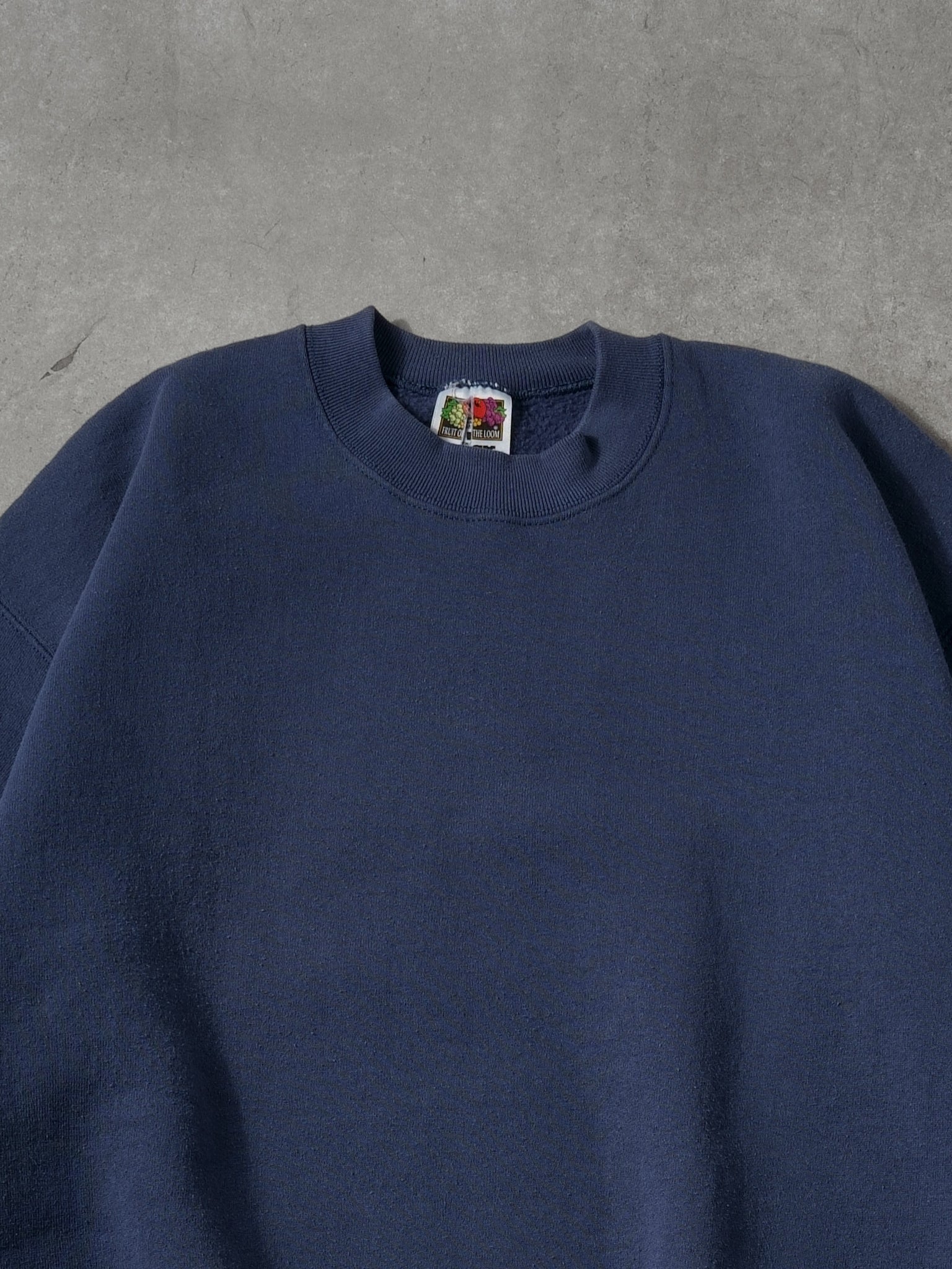 Vintage 90s Washed Navy Blue Fruit Of the Loom Blank Crewneck (L)