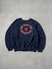 Vintage 90s Navy Blue New York City Marathon Crewneck (L)