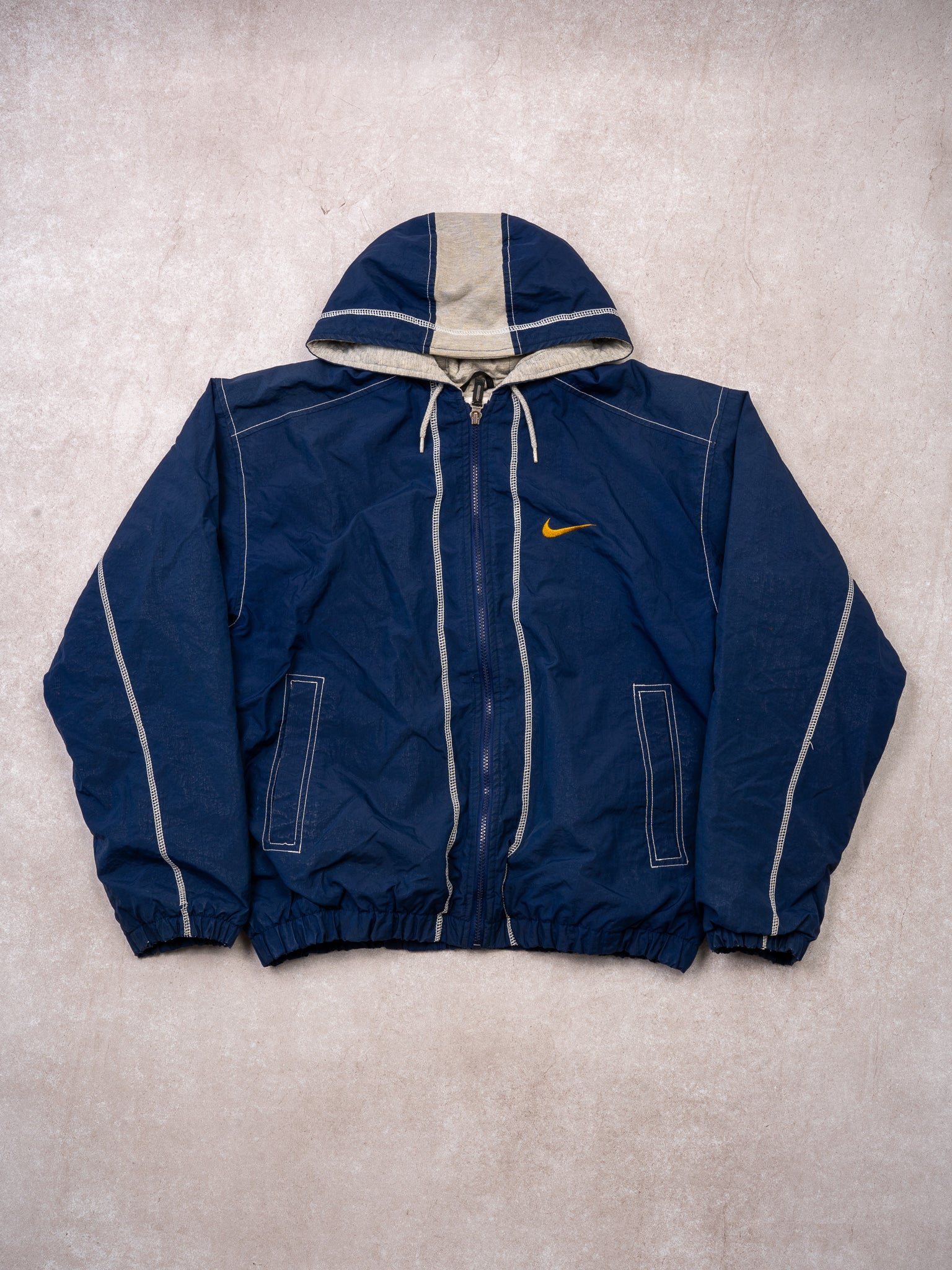 Vintage 1990s Navy + Grey Insulated Windbreaker Jacket (M)