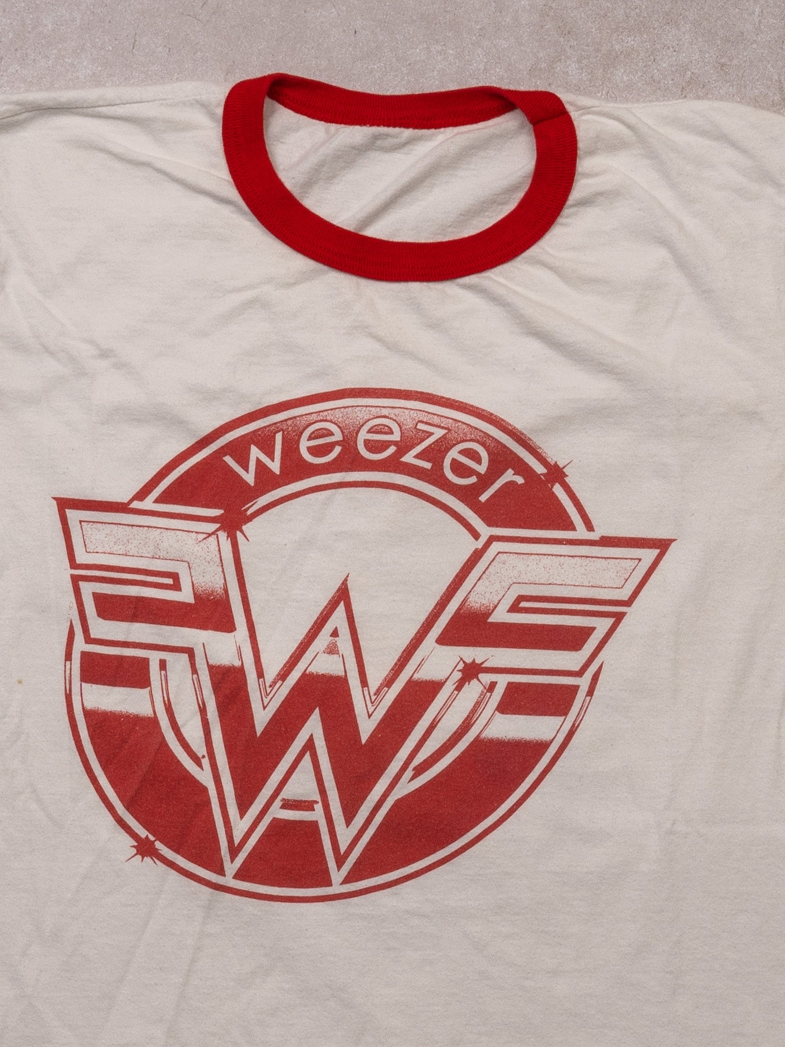 Vintage 00s White + Red Weezer Ringer Tee (S)