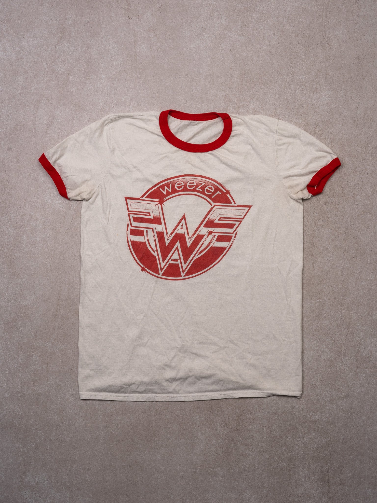 Vintage 00s White + Red Weezer Ringer Tee (S)
