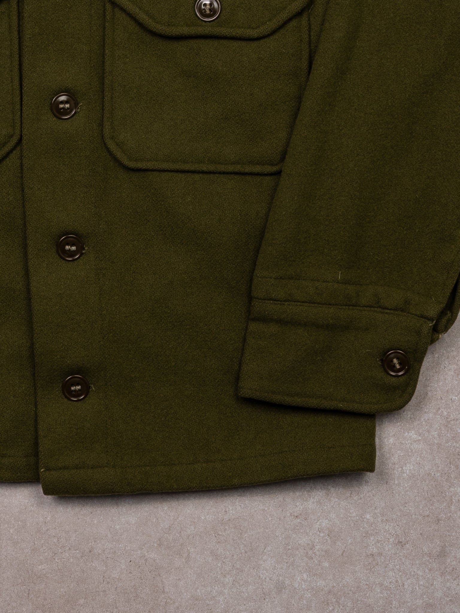 Vintage 70s Green U.S Army Wool Button Up (S)