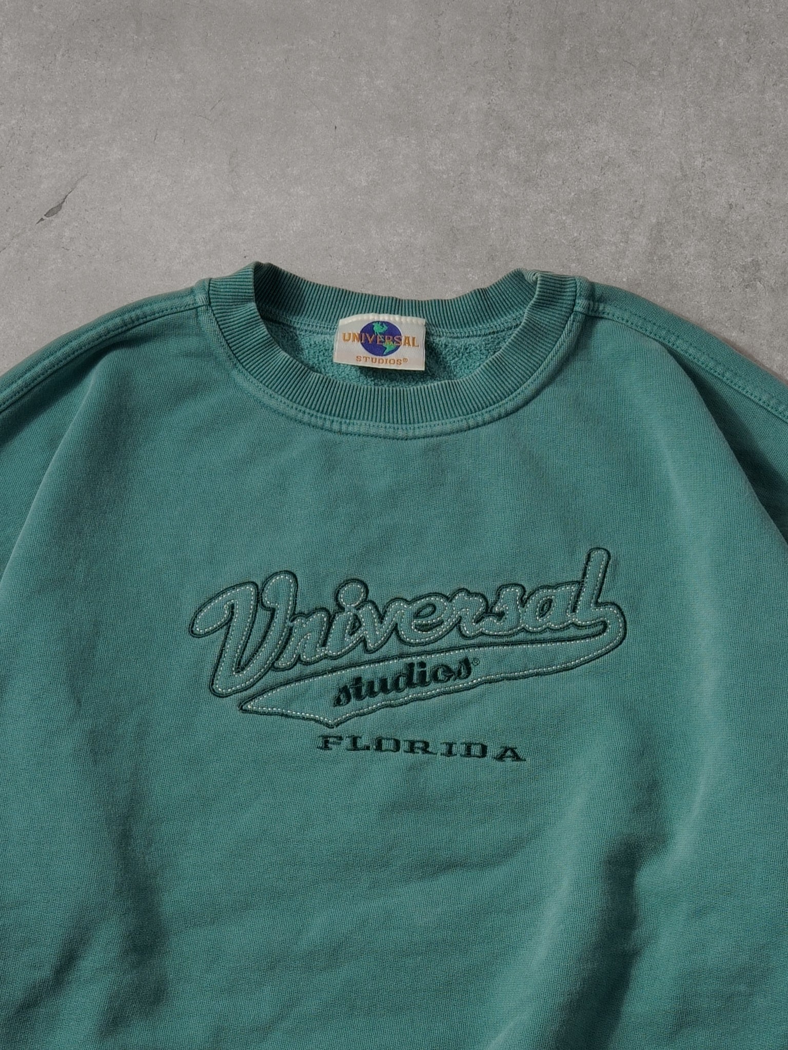 Vintage 90s Washed Oak Green Universal Studios Flordia Crewneck (XL)
