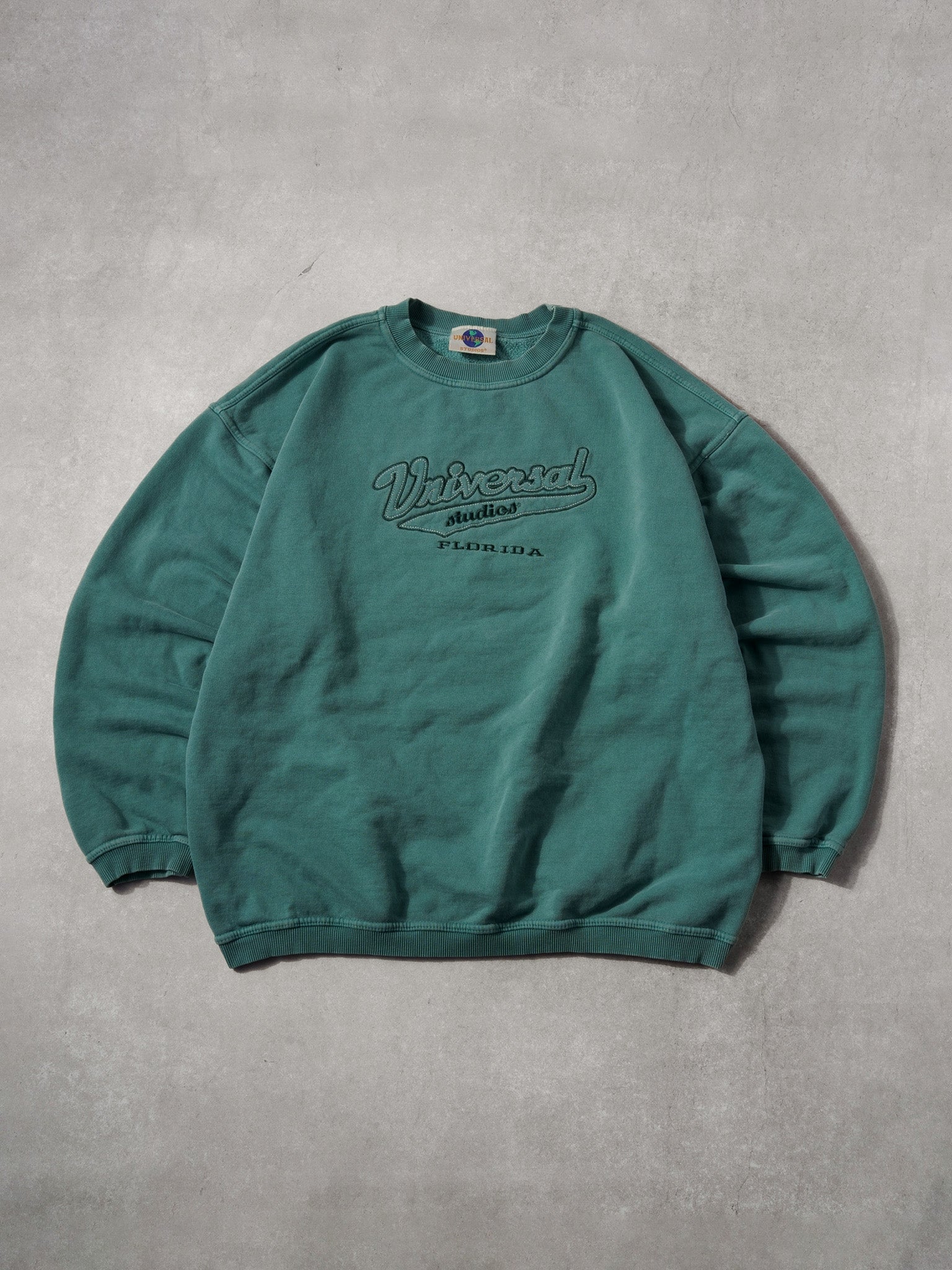 Vintage 90s Washed Oak Green Universal Studios Flordia Crewneck (XL)