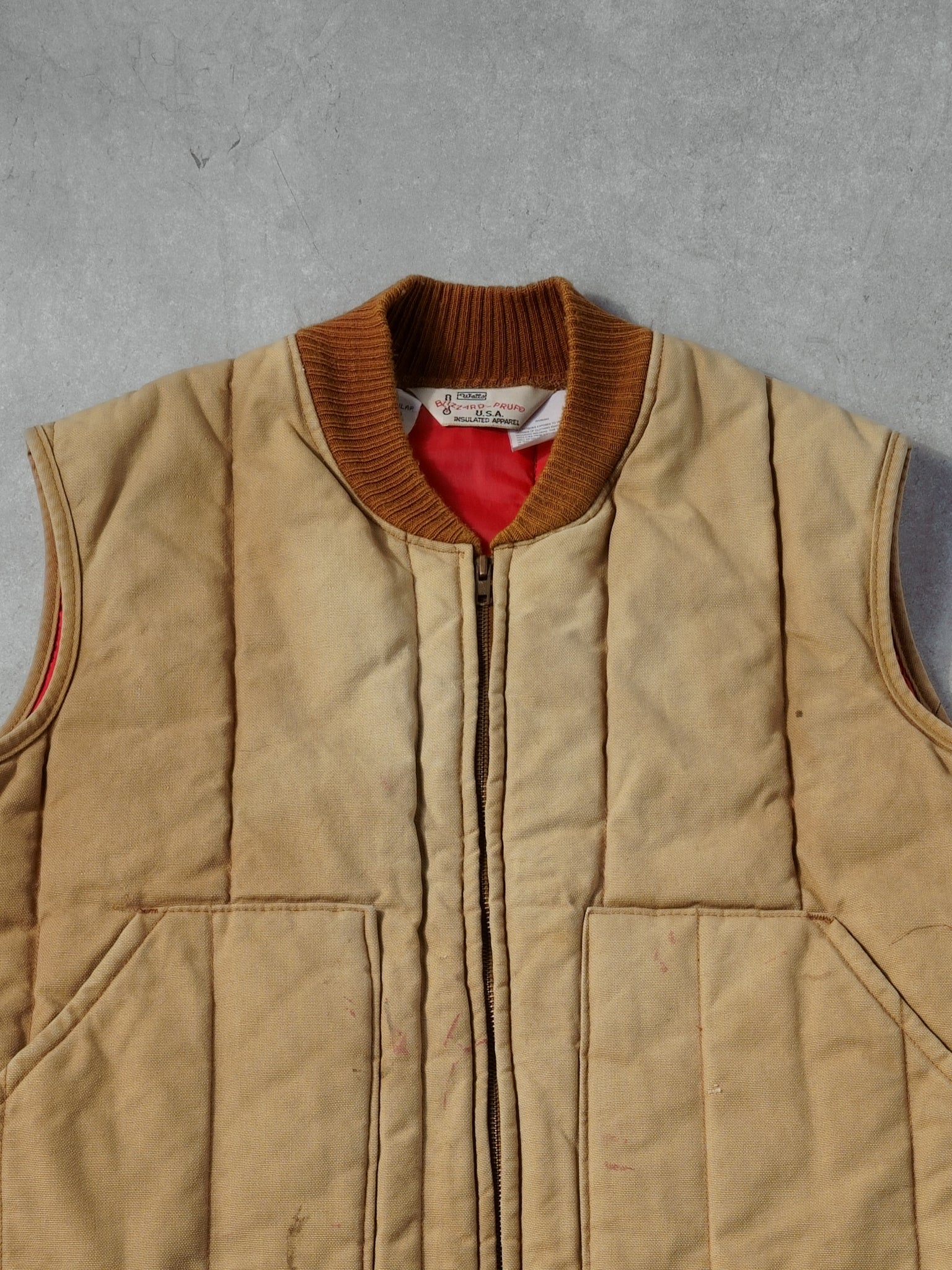 Vintage 90s Light Brown Blizzard USA Insulated Workwear Vest (L)