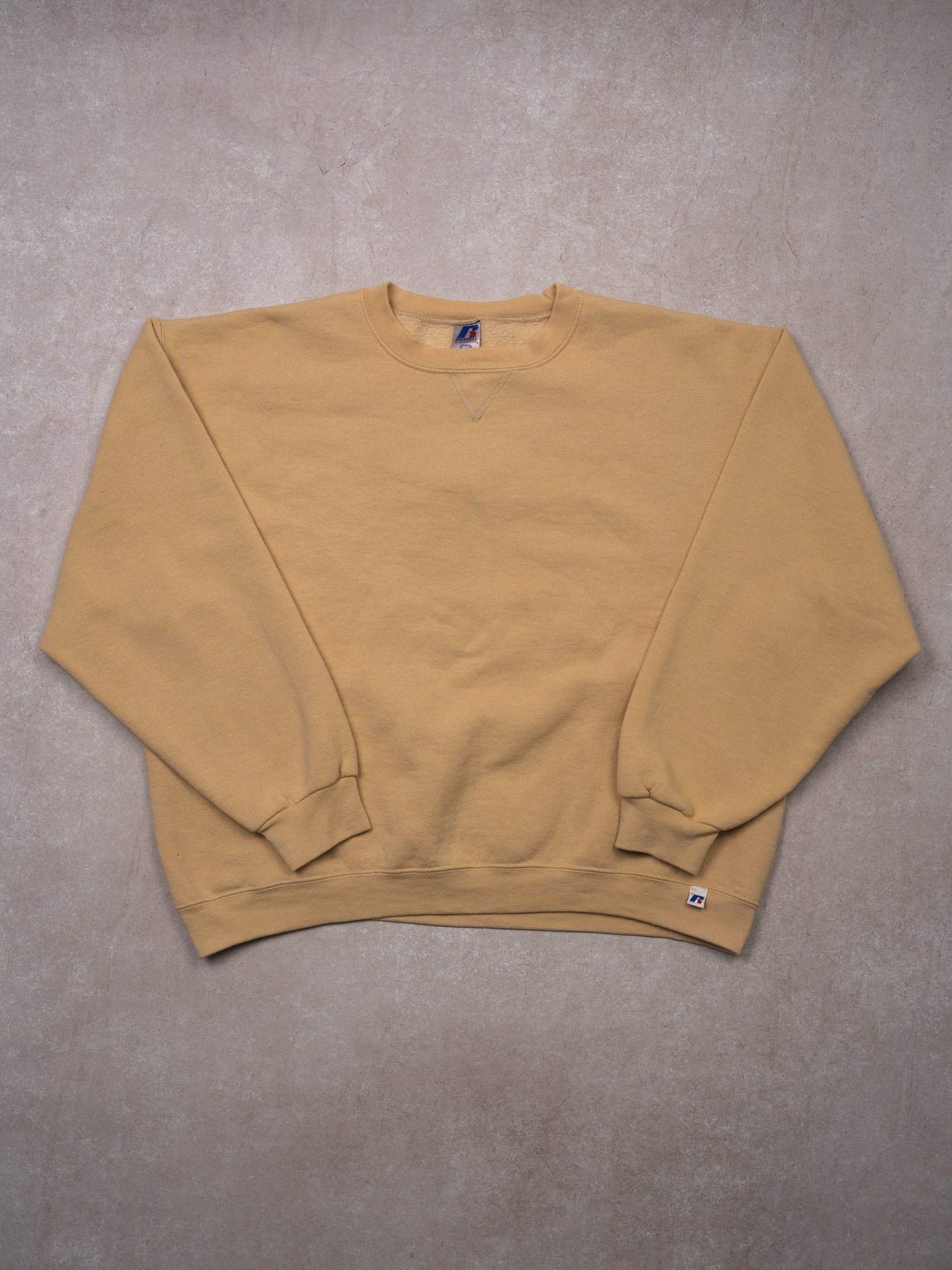 Vintage 00s Yellow Russell Athletics Blank Crewneck (L)