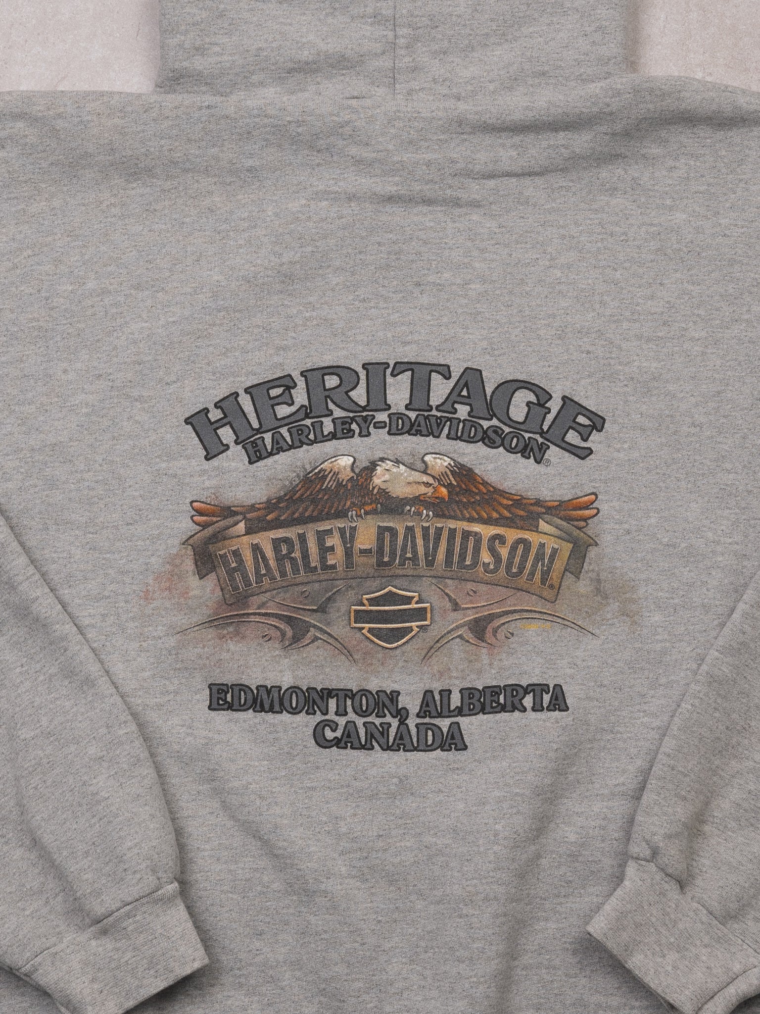 Vintage '09 Grey Harley Davidson Edmonton AB Hoodie (XXL)